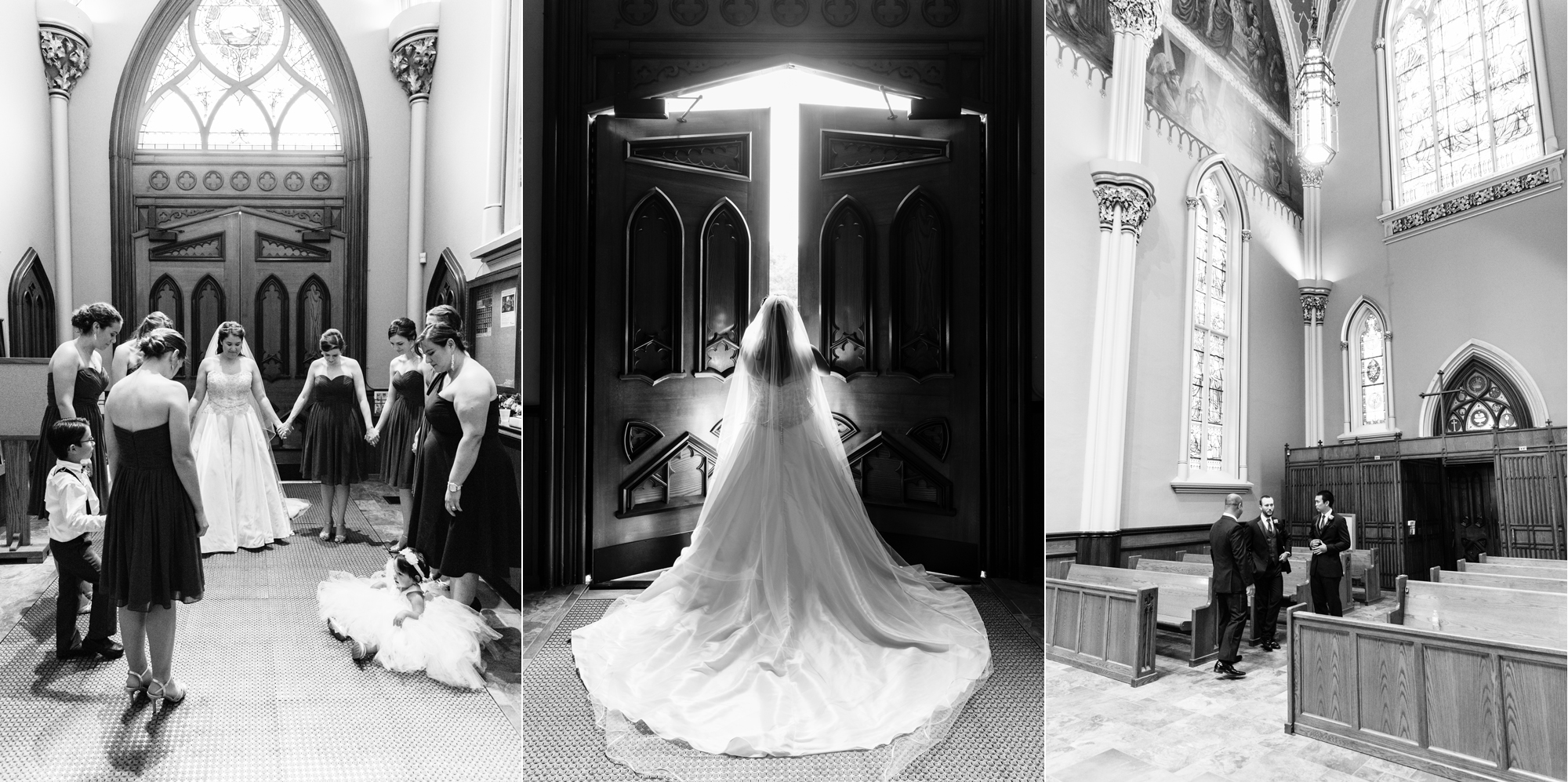 Bride & Groom before their wedding ceremony at the Basilica of the Sacred Heart on the campus of the University of Notre Dame