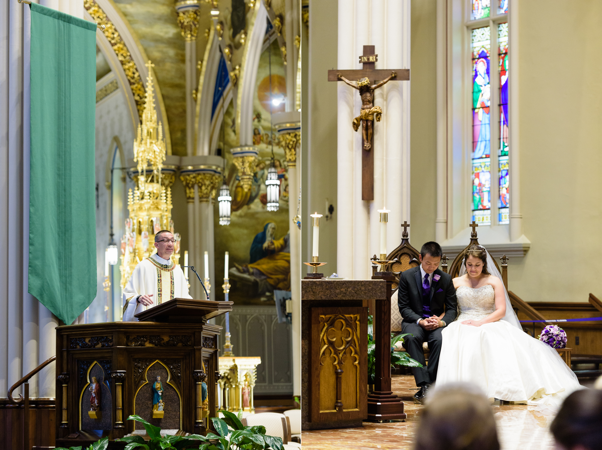 Wedding ceremony at the Basilica of the Sacred Heart on the campus of the University of Notre Dame