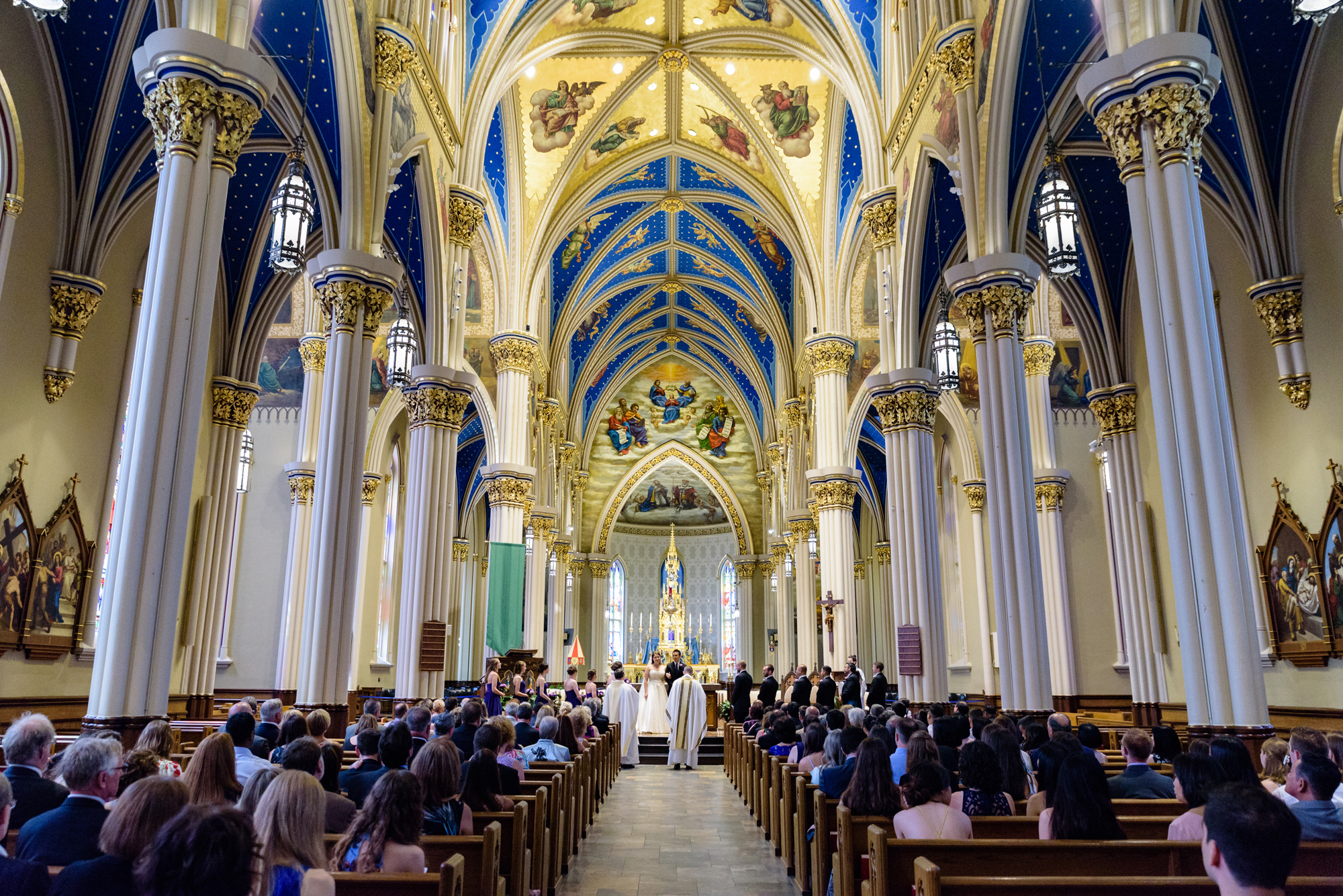 Wedding ceremony at the Basilica of the Sacred Heart on the campus of the University of Notre Dame