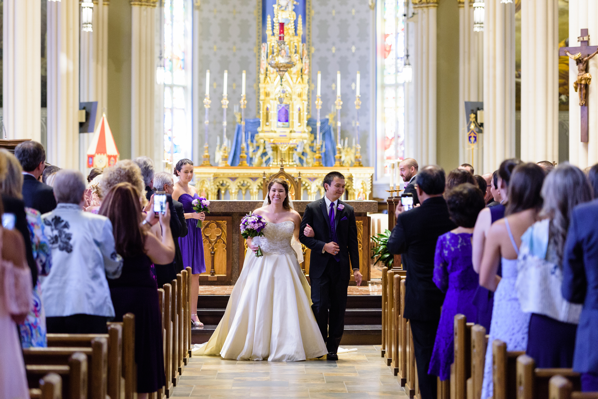 Wedding ceremony at the Basilica of the Sacred Heart on the campus of the University of Notre Dame