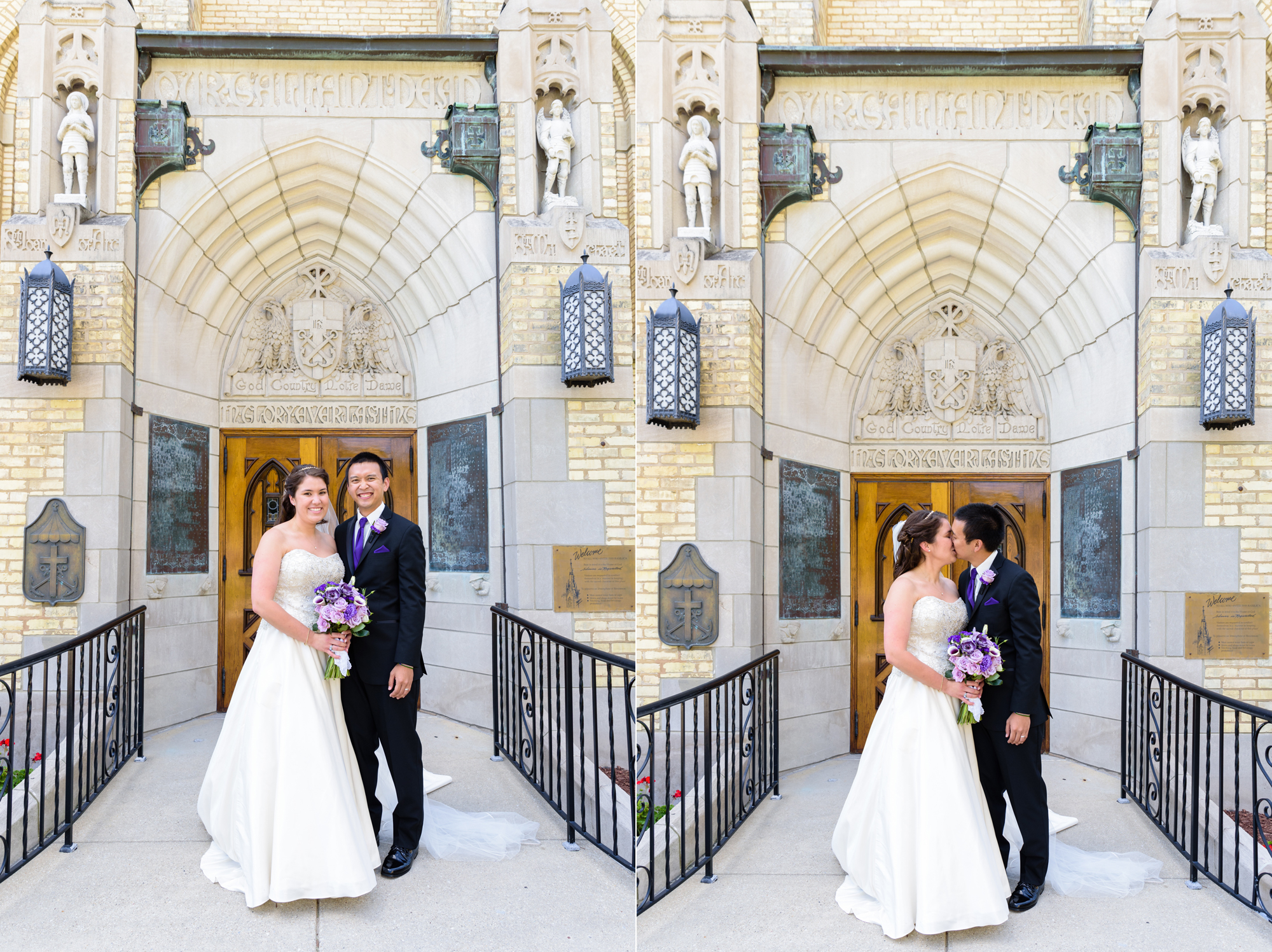 Bride & Groom leaving their wedding ceremony out the God Country Door at the Basilica of the Sacred Heart on the campus of the University of Notre Dame