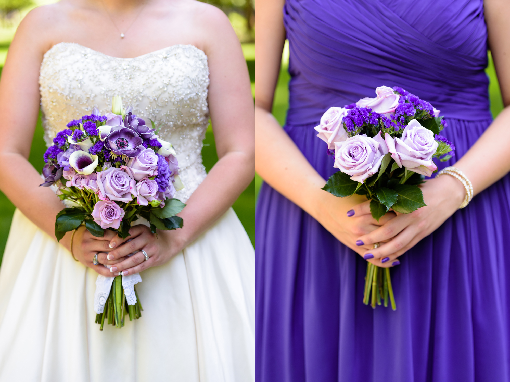 Bridal bouquets by Always in Bloom for a wedding at the Basilica of the Sacred Heart on the campus of the University of Notre Dame