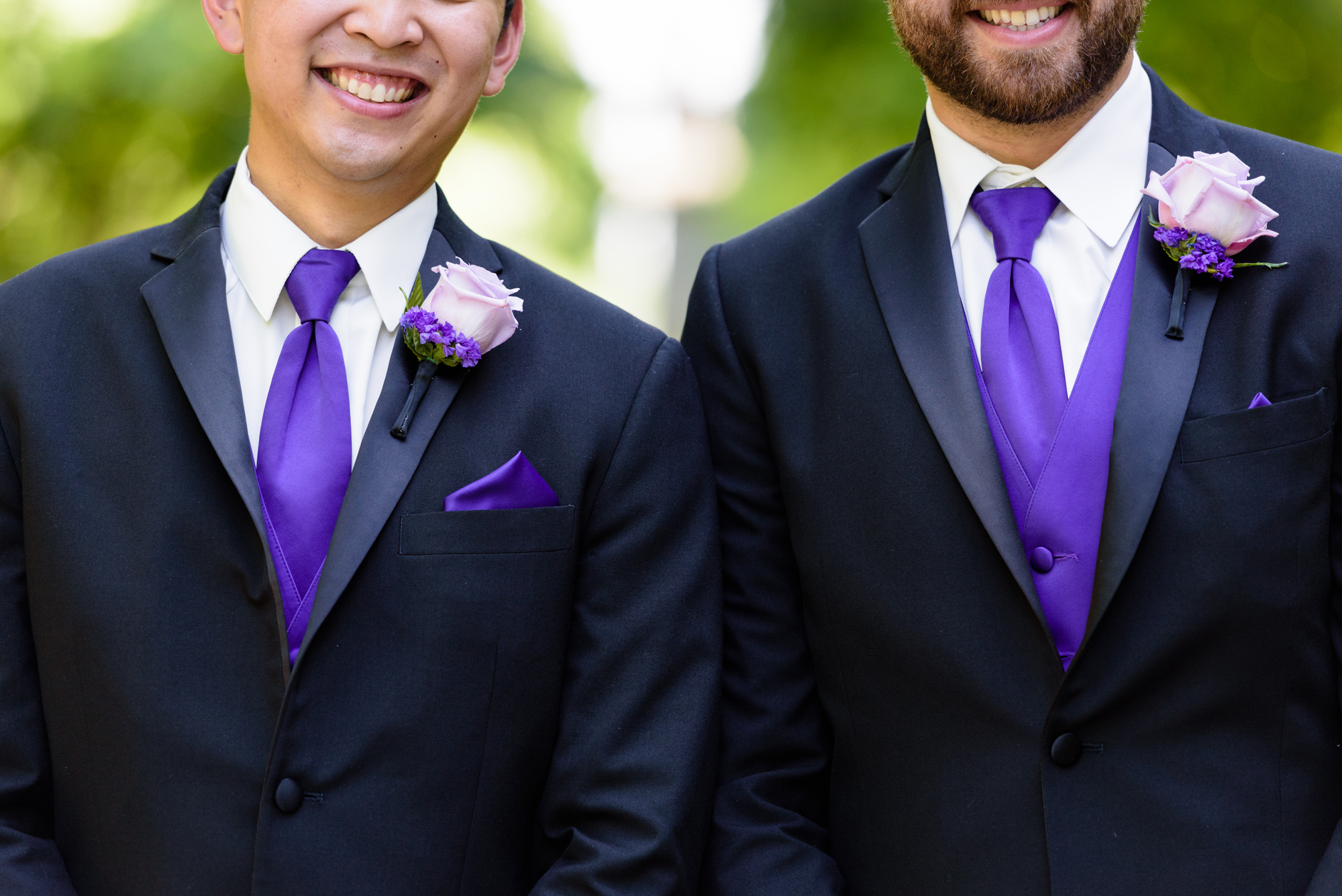 Boutonierres by Always in Bloom for a wedding at the Basilica of the Sacred Heart on the campus of the University of Notre Dame