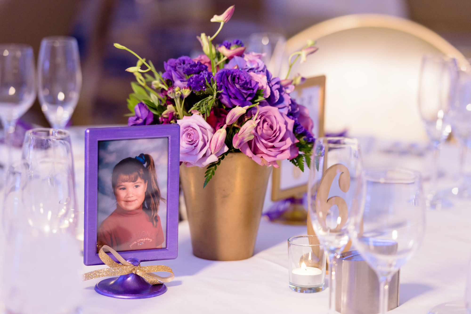 Wedding Reception centerpiece details at the Morris Inn