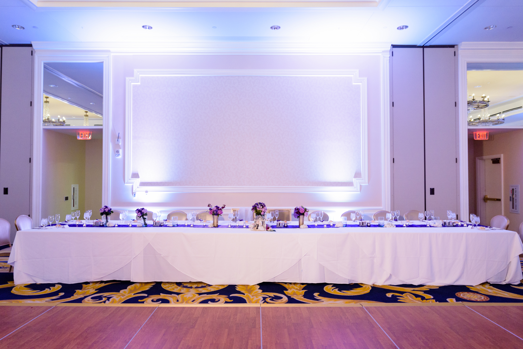 Wedding Reception head table details at the Morris Inn