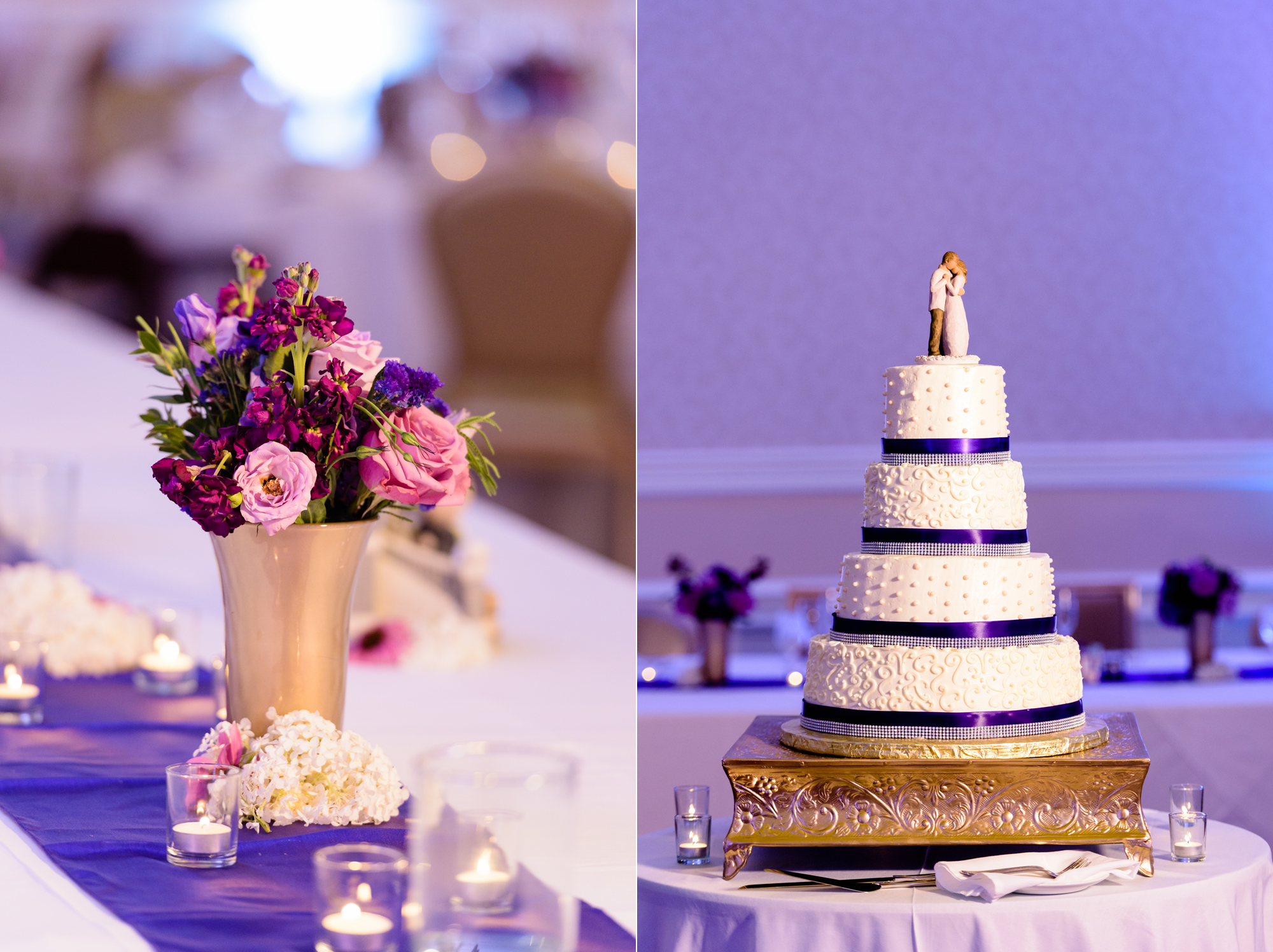 Wedding Reception cake table details at the Morris Inn