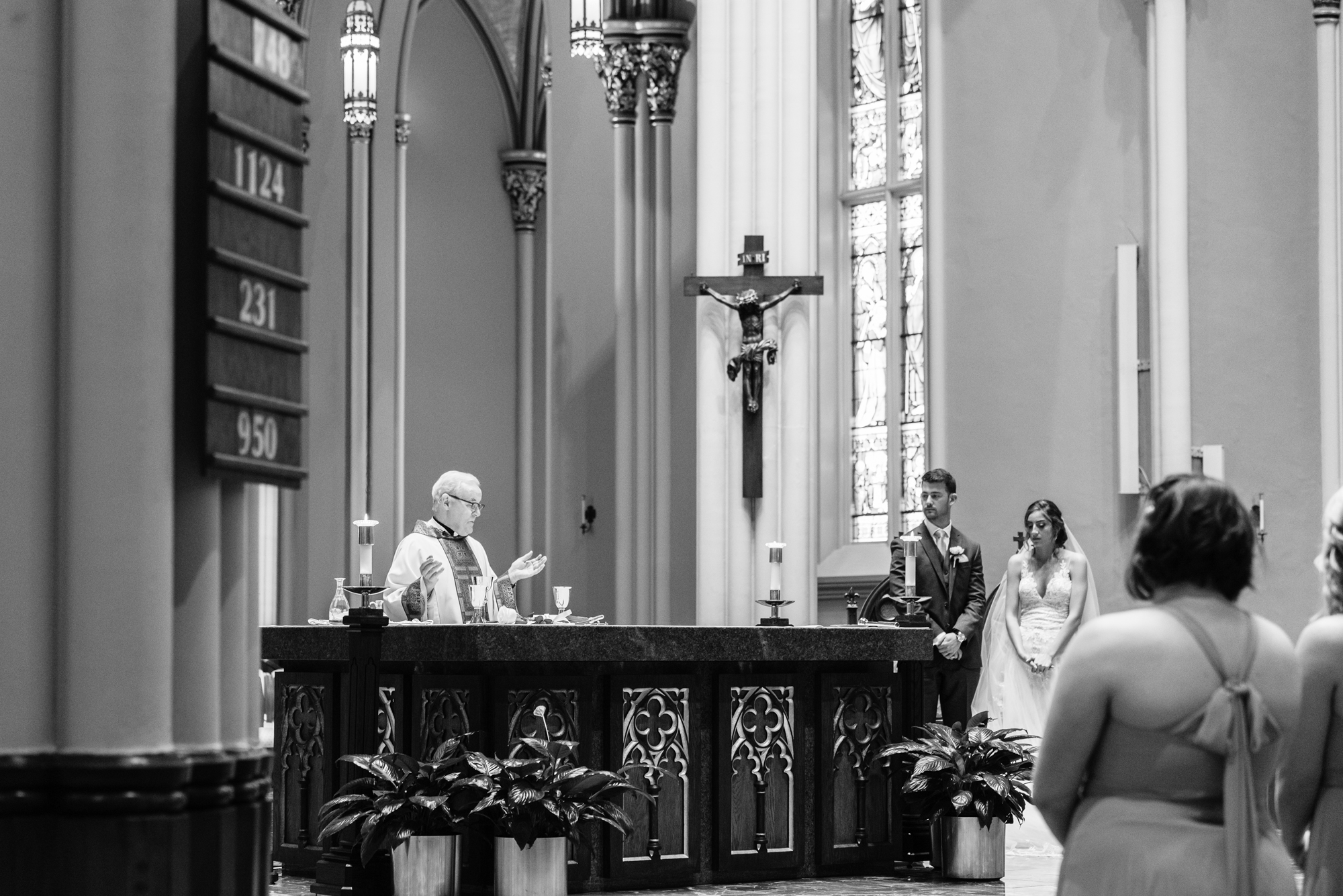 Wedding ceremony at the Basilica of the Sacred Heart on the campus of the University of Notre Dame