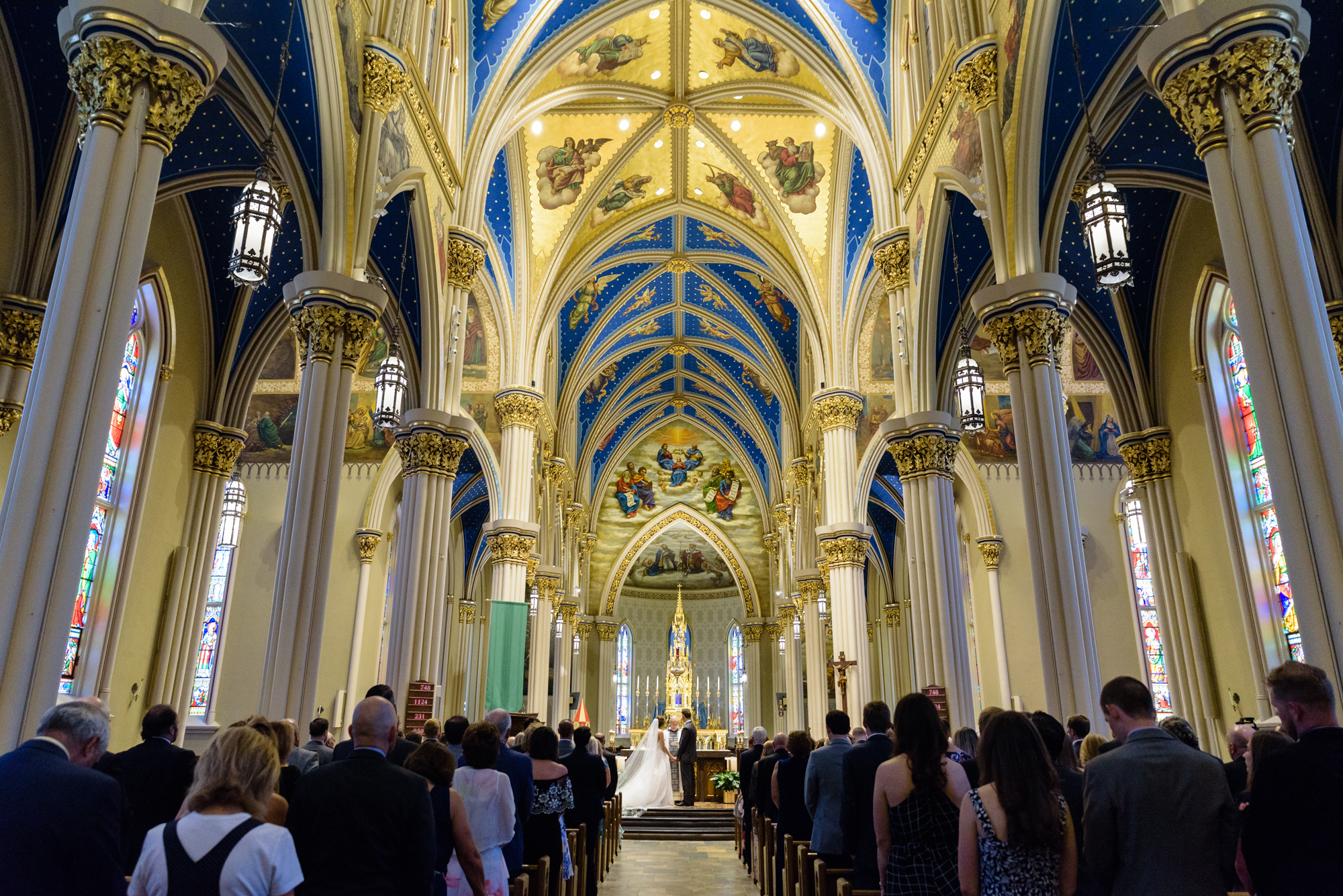 Wedding ceremony at the Basilica of the Sacred Heart on the campus of the University of Notre Dame