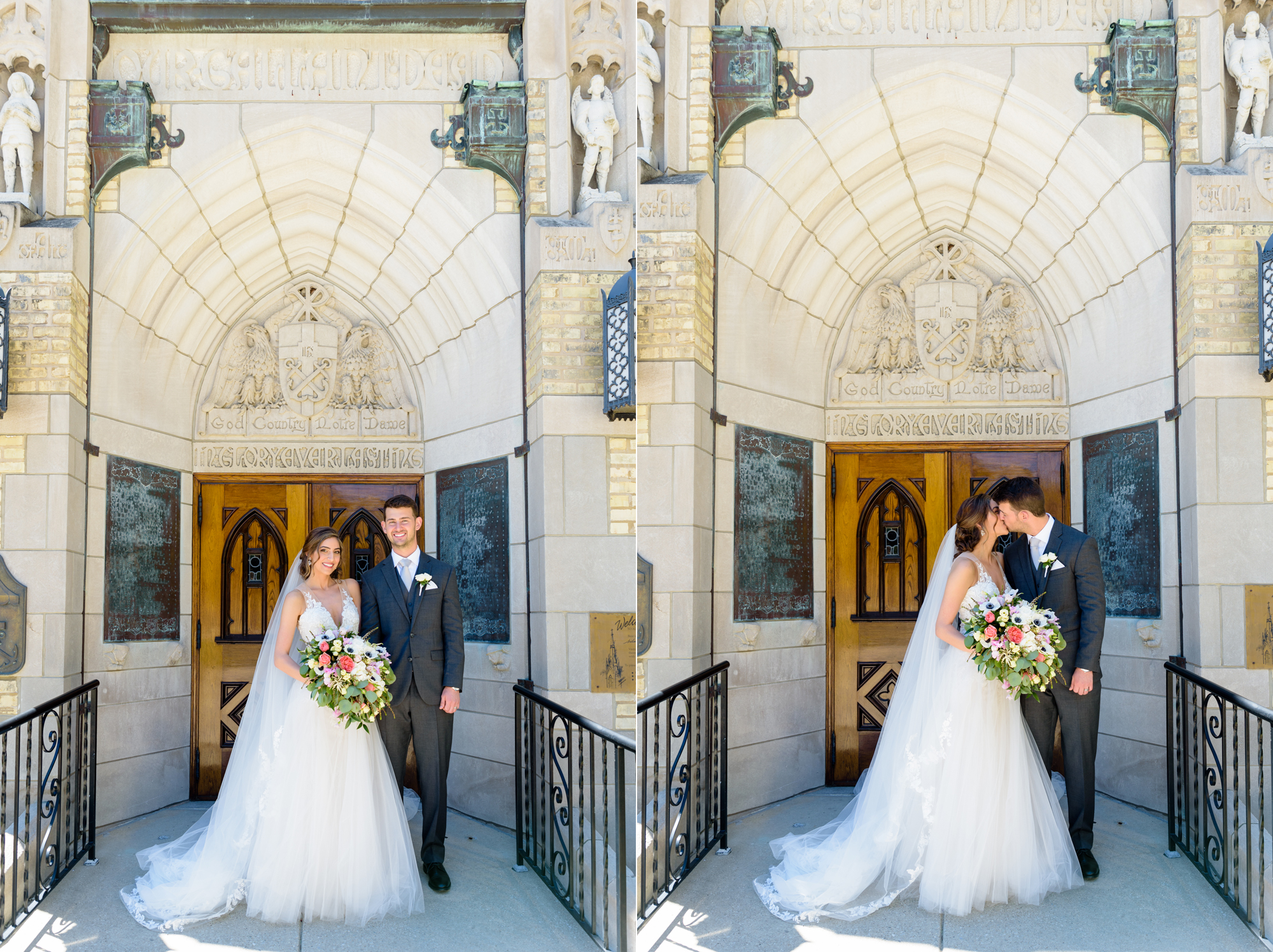 Bride & Groom at the God Country Door at the Basilica of the Sacred Heart on the campus of the University of Notre Dame