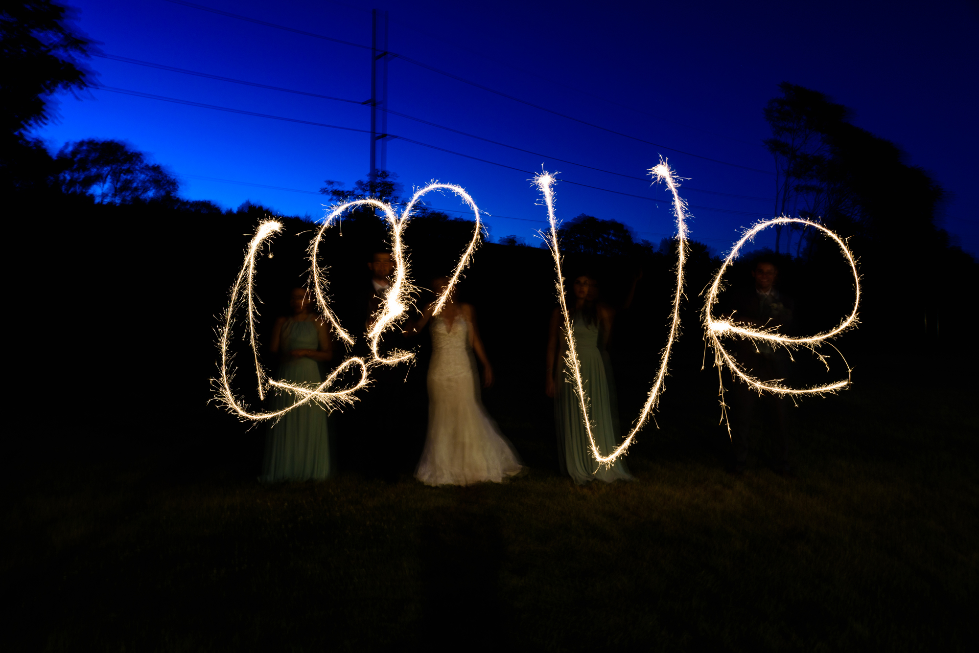 LOVE sparkler photo Wedding Reception at The Brick