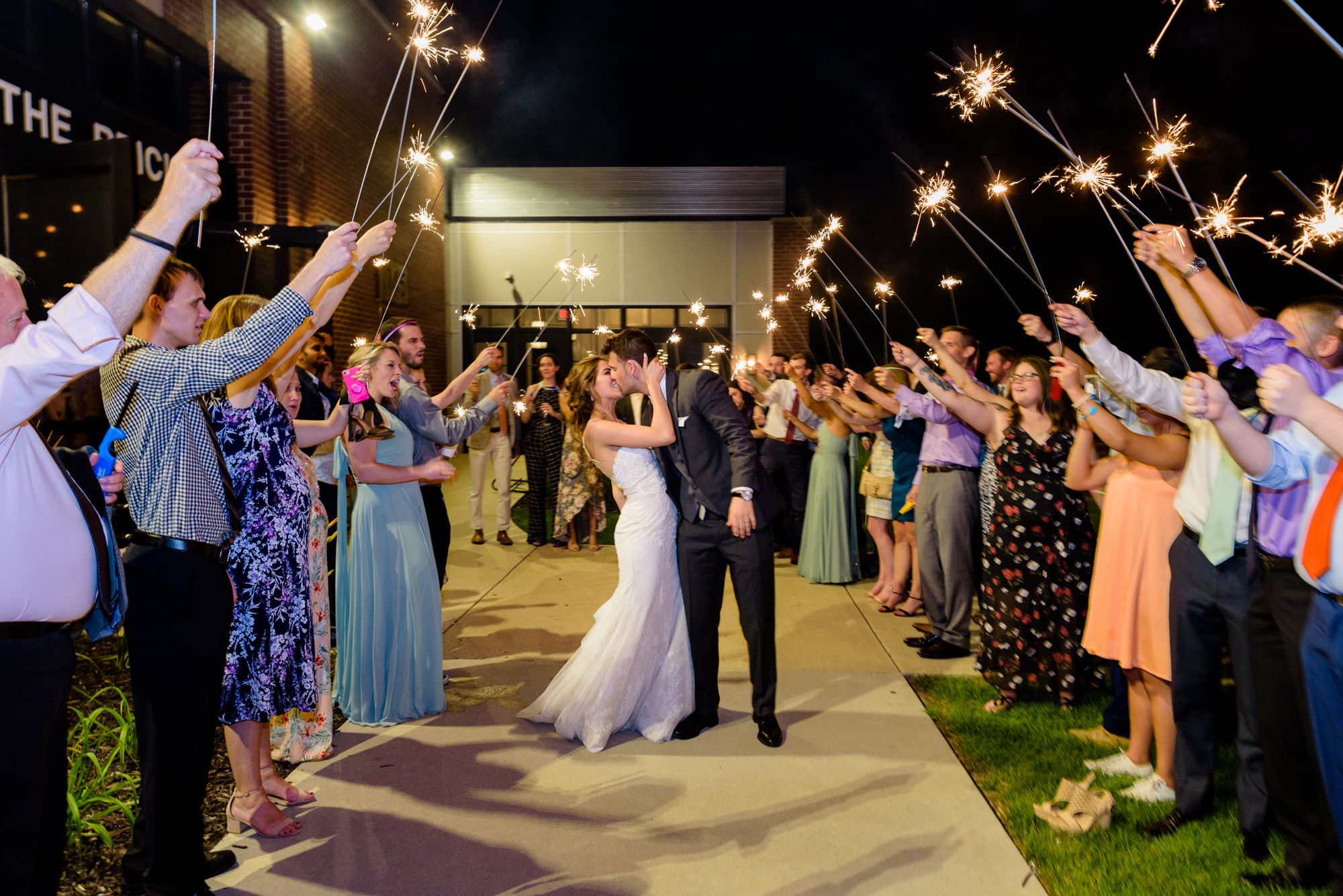 Sparkler exit at a Wedding Reception at The Brick