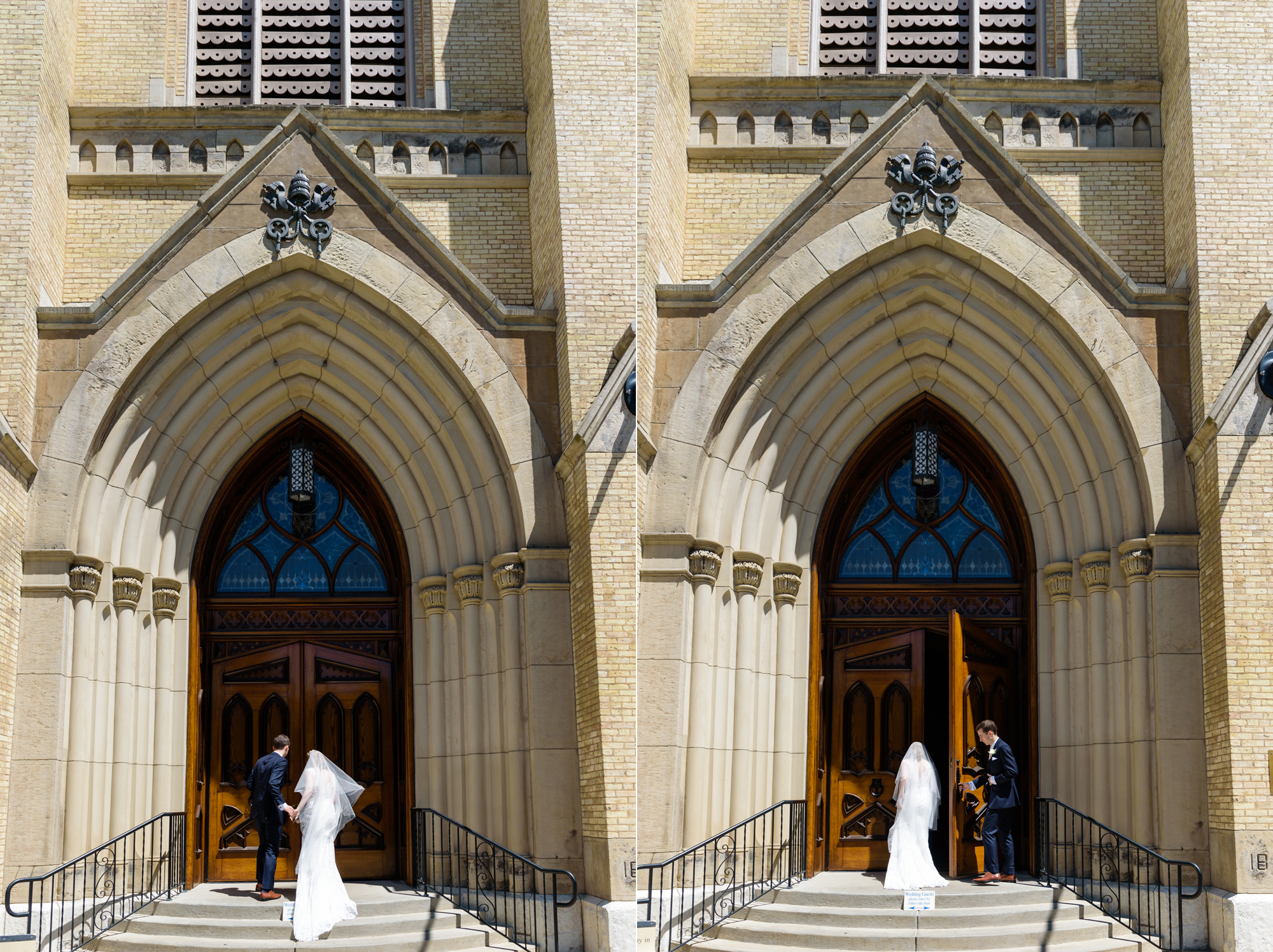 Bride & Groom before their wedding ceremony at the Basilica of the Sacred Heart on the campus of the University of Notre Dame