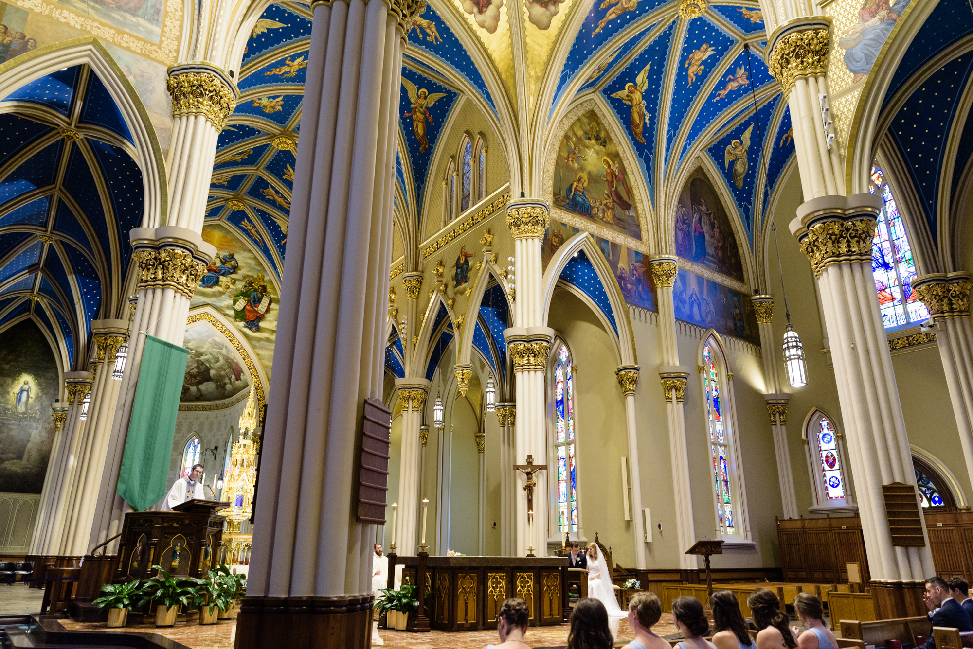 Wedding ceremony at the Basilica of the Sacred Heart on the campus of the University of Notre Dame