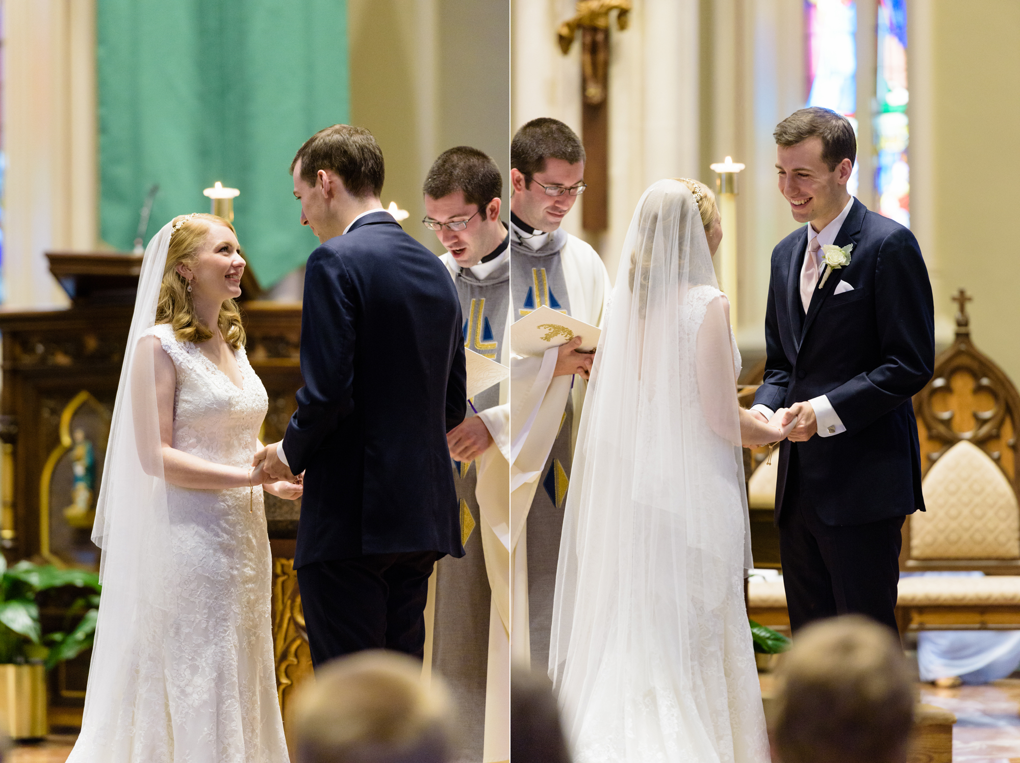 Wedding ceremony at the Basilica of the Sacred Heart on the campus of the University of Notre Dame