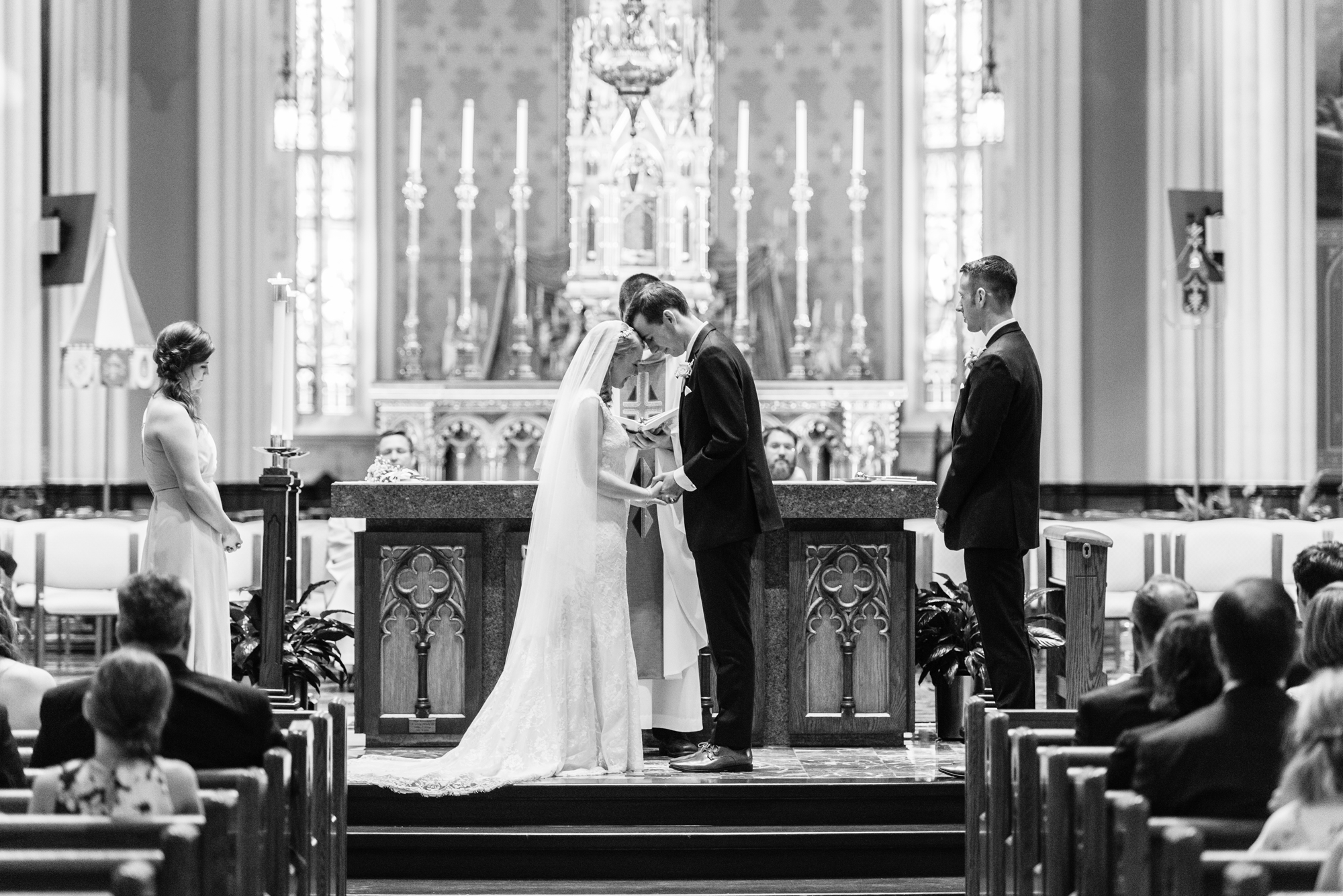 Wedding ceremony at the Basilica of the Sacred Heart on the campus of the University of Notre Dame