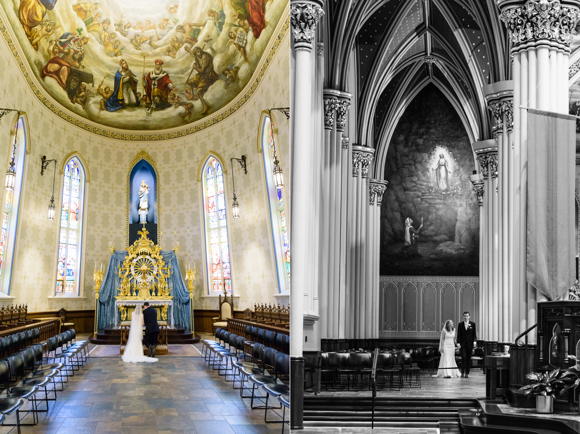 Wedding ceremony at the Basilica of the Sacred Heart on the campus of the University of Notre Dame