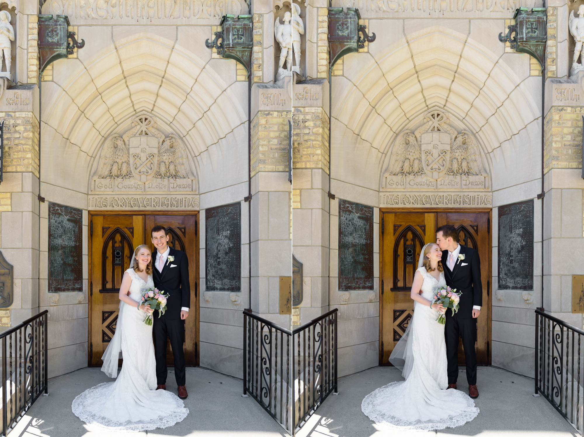 Bride & Groom leaving their wedding ceremony out the God Country Door at the Basilica of the Sacred Heart on the campus of the University of Notre Dame