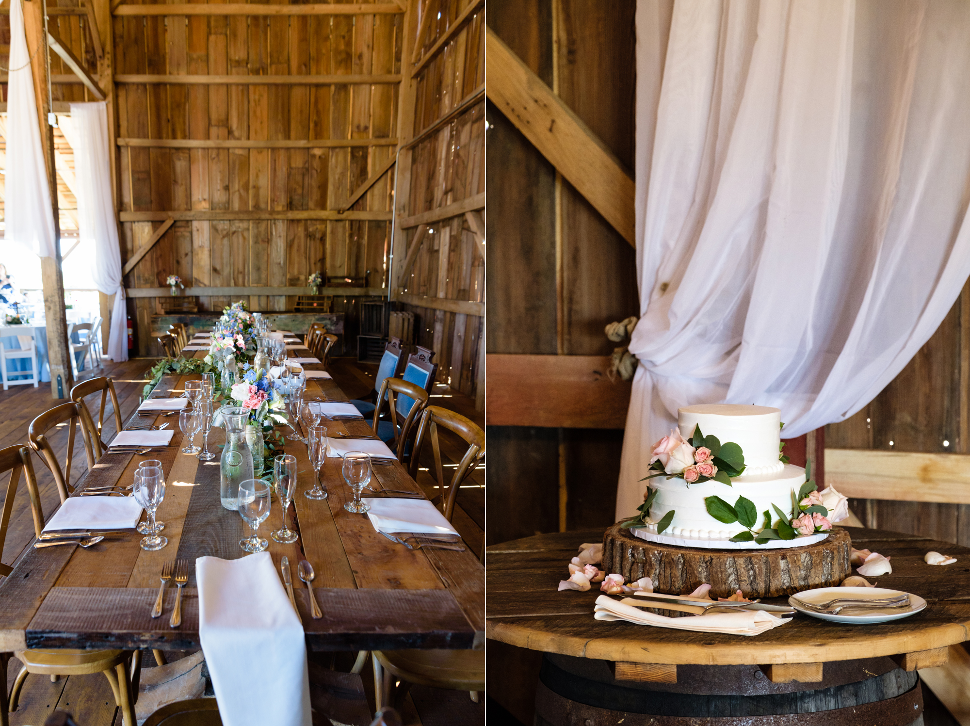 Wedding Reception details at the Blissful Barn