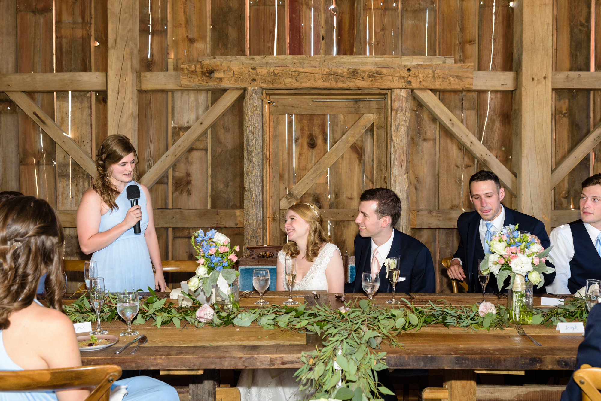 Maid of Honor’s Toast at a Wedding Reception at Blissful Barn