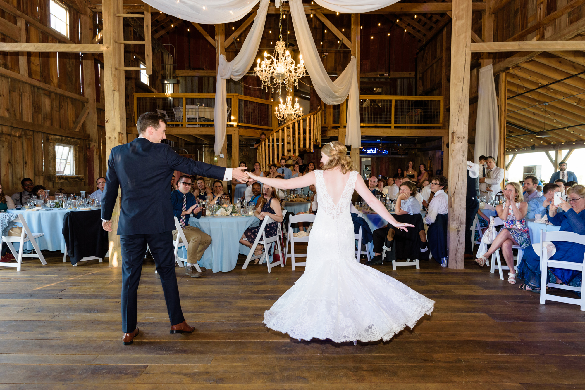 Bride & Groom’s first dance at a Wedding Reception at Blissful Barn