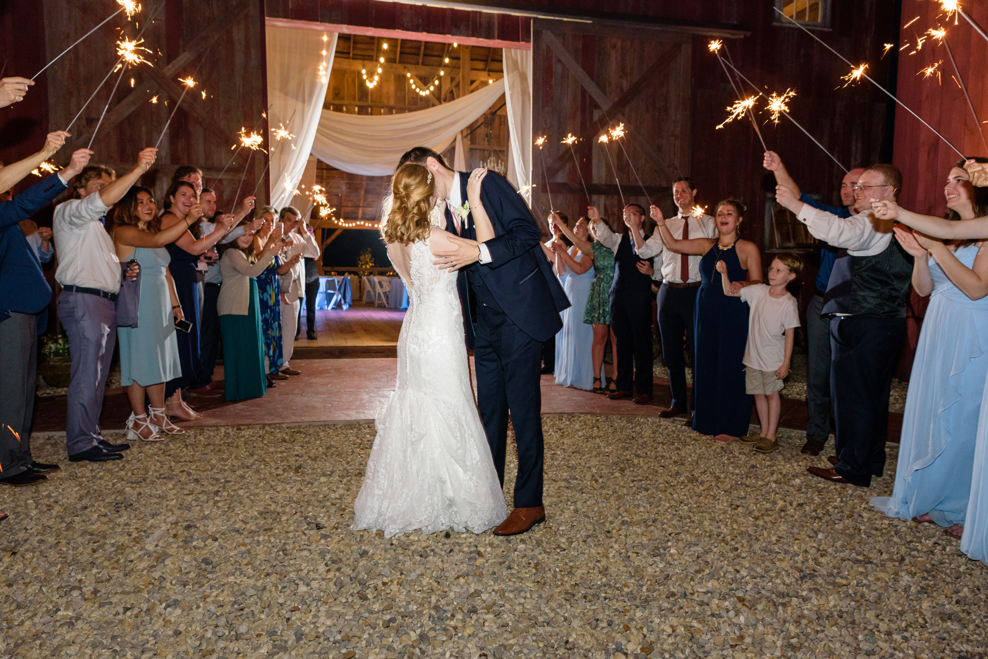 Sparkler Exit at a Wedding Reception at Blissful Barn