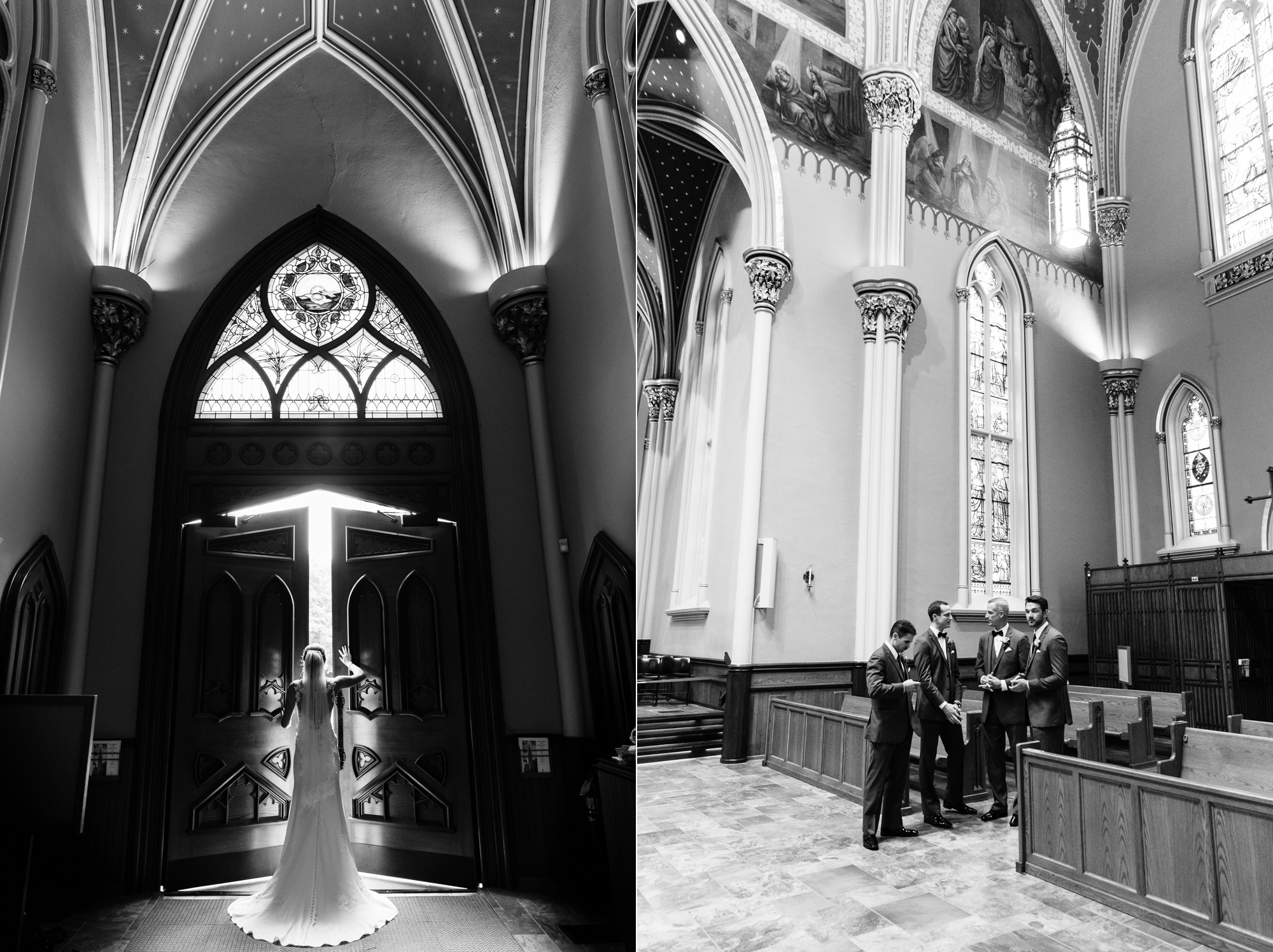Bride & Groom before their wedding ceremony at the Basilica of the Sacred Heart on the campus of the University of Notre Dame