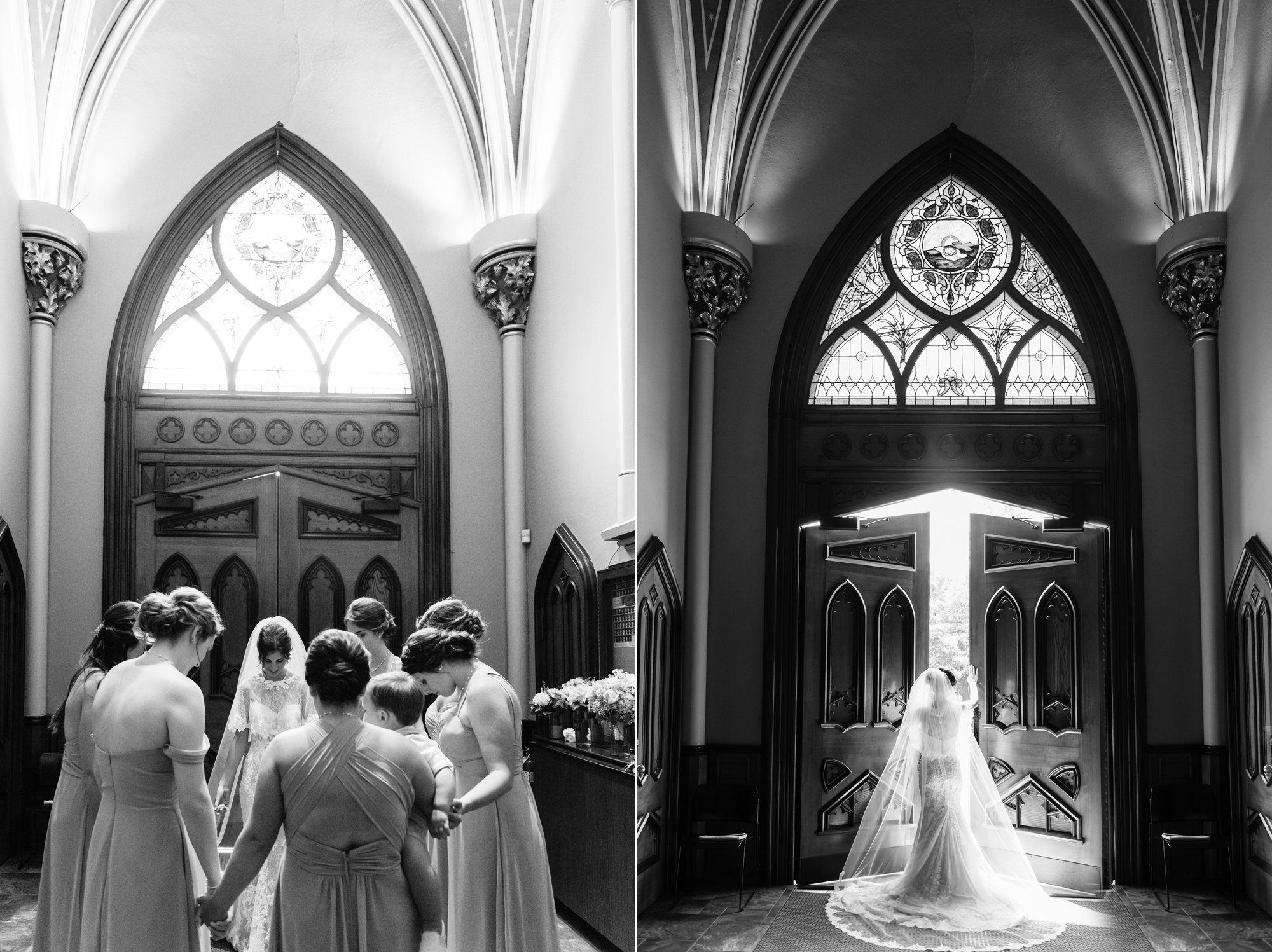 Bride & Groom before their wedding ceremony at the Basilica of the Sacred Heart on the campus of the University of Notre Dame