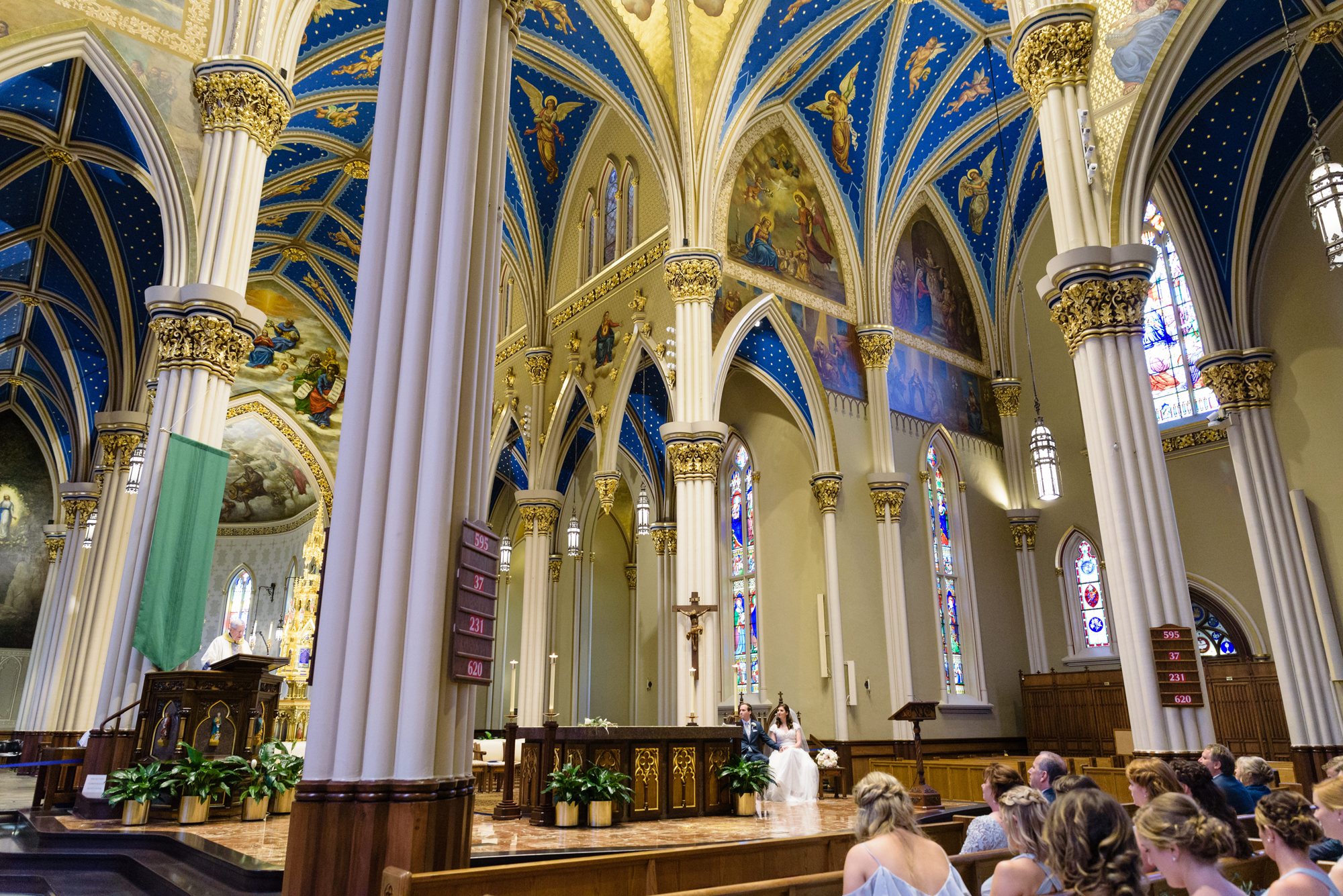 Wedding ceremony at the Basilica of the Sacred Heart on the campus of the University of Notre Dame