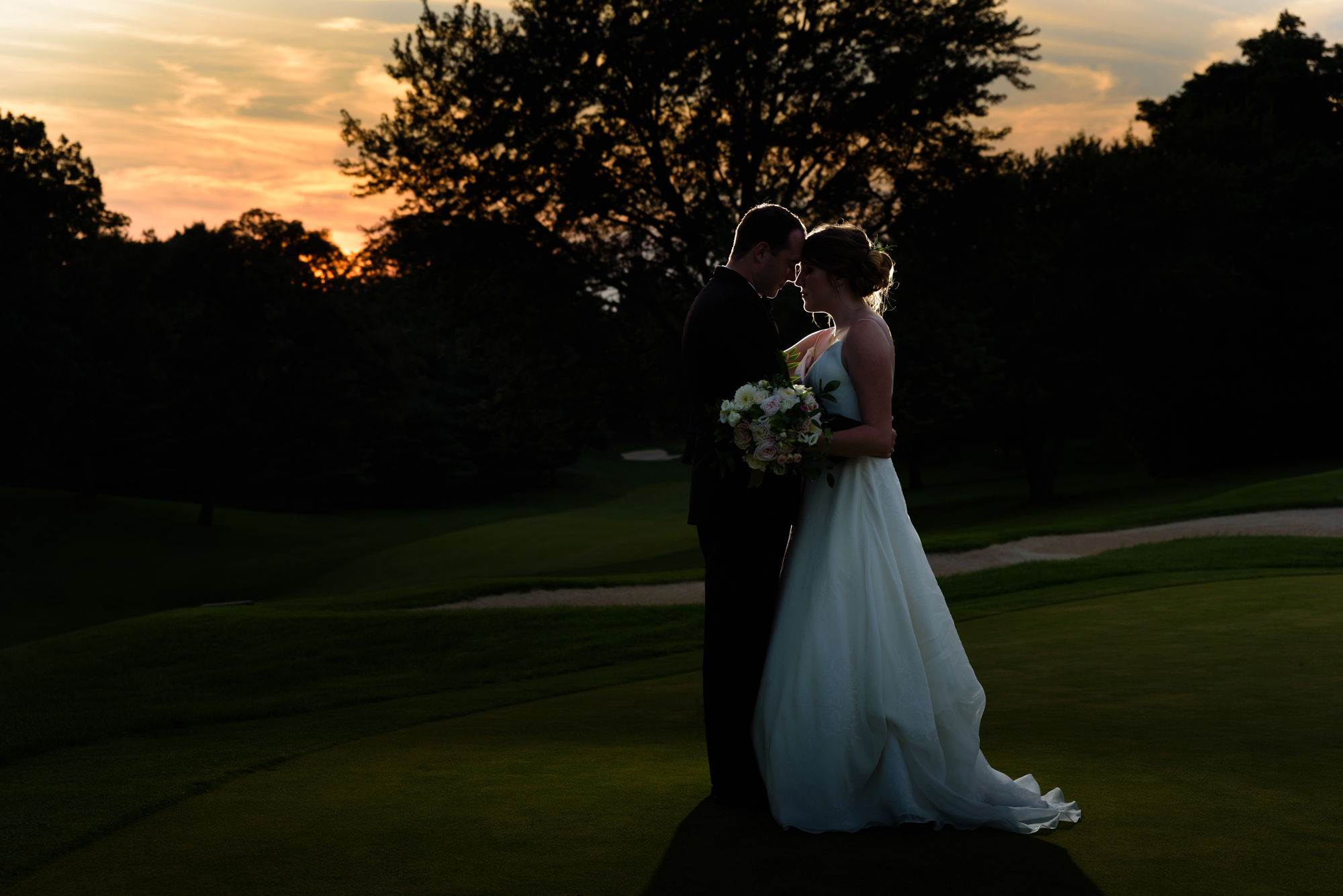 End of the Night sunset at a Wedding Reception at Morris Park Country Club