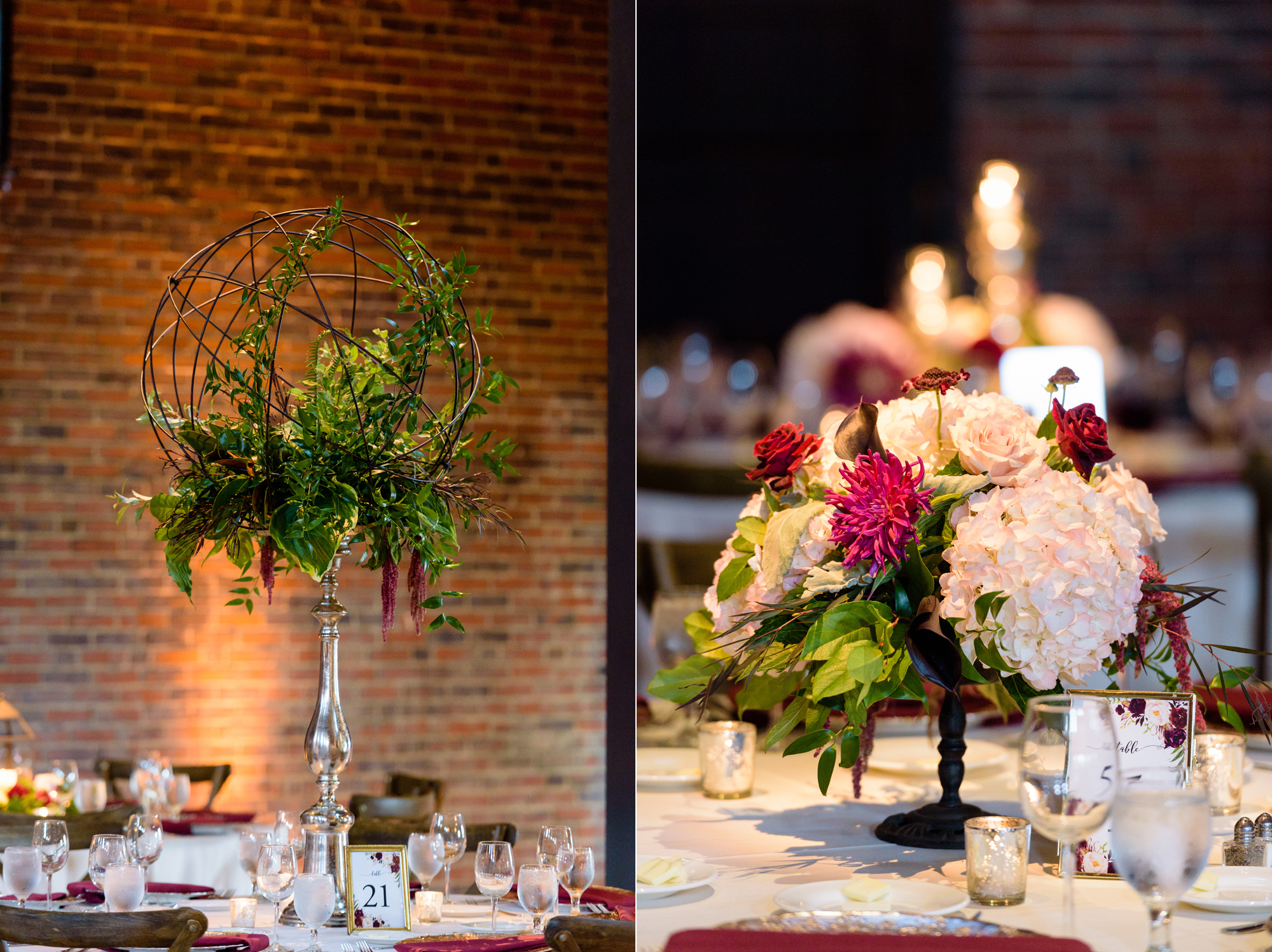 Wedding Reception details at the Armory