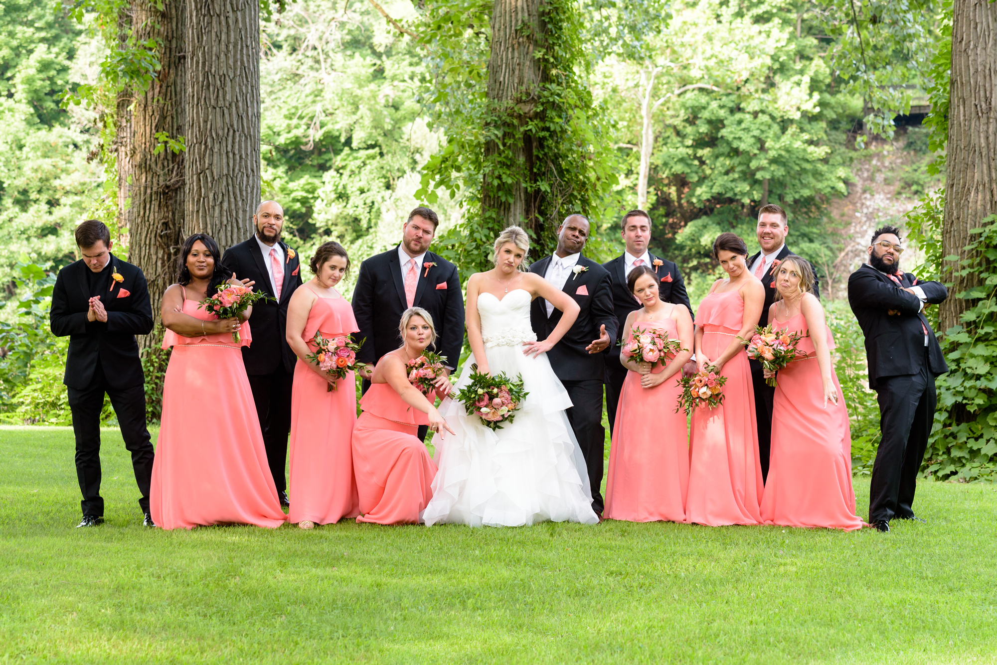Bridal Party after a wedding ceremony at Leeper Park