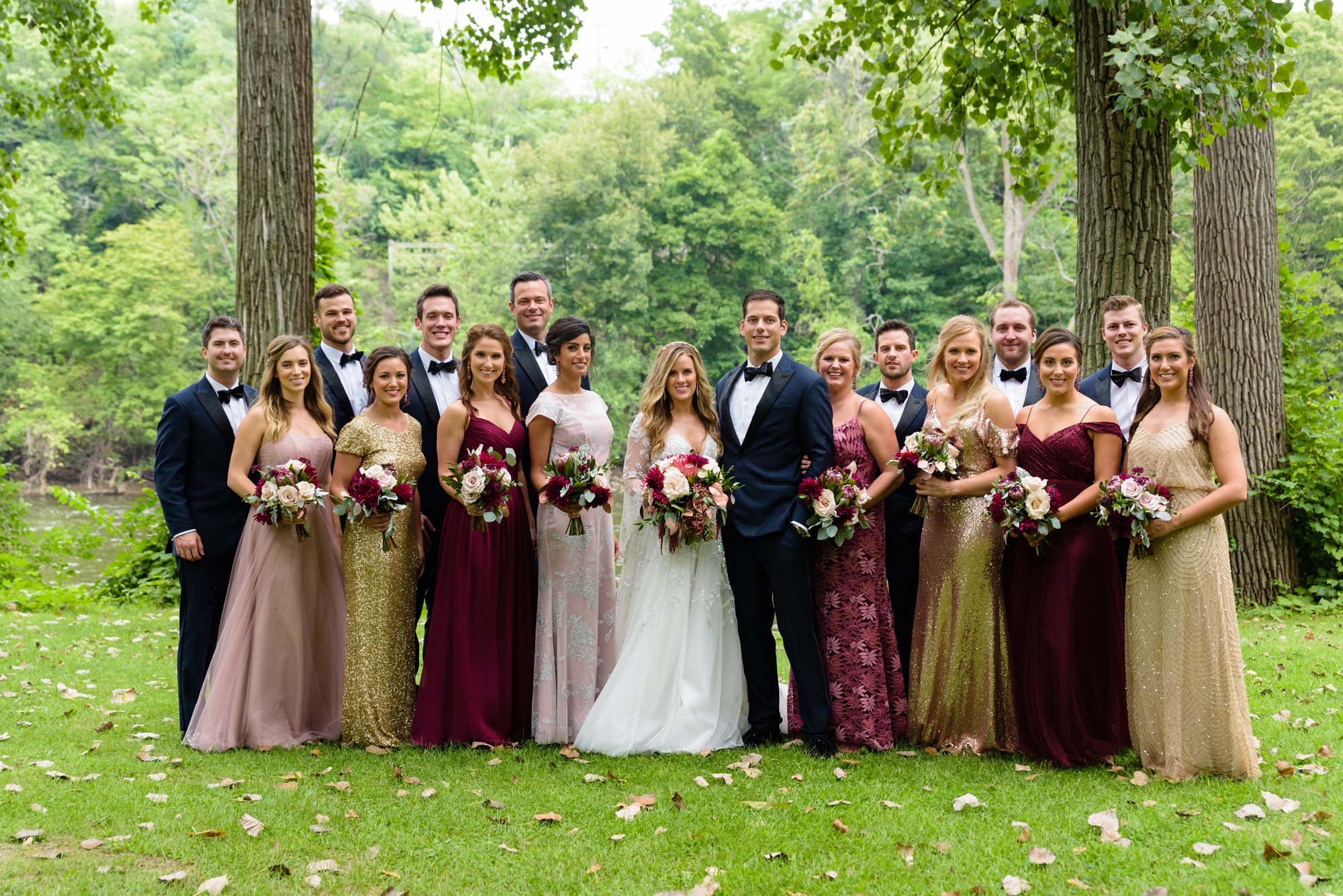 Bridal Party at Leeper Park after a wedding ceremony St. Paul’s Memorial United Methodist Church