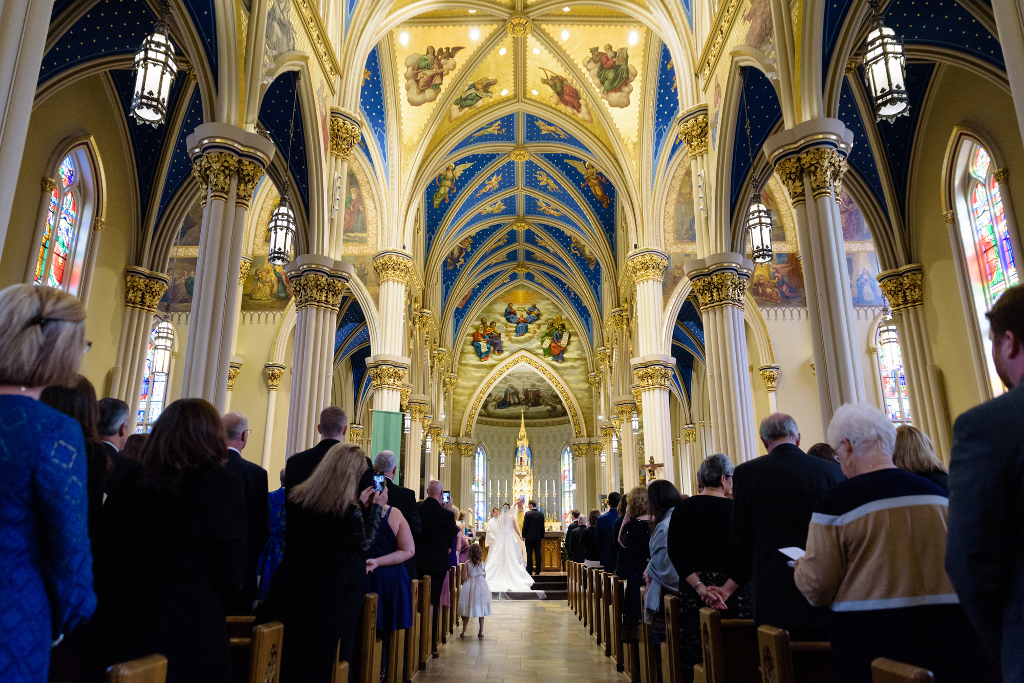 Wedding ceremony at the Basilica of the Sacred Heart on the campus of the University of Notre Dame