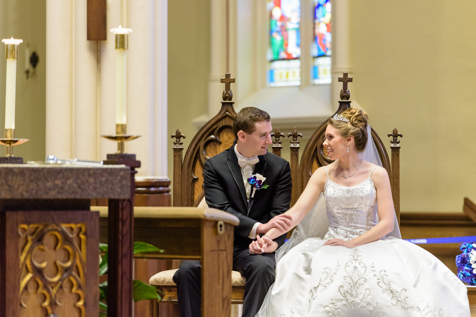 Wedding ceremony at the Basilica of the Sacred Heart on the campus of the University of Notre Dame