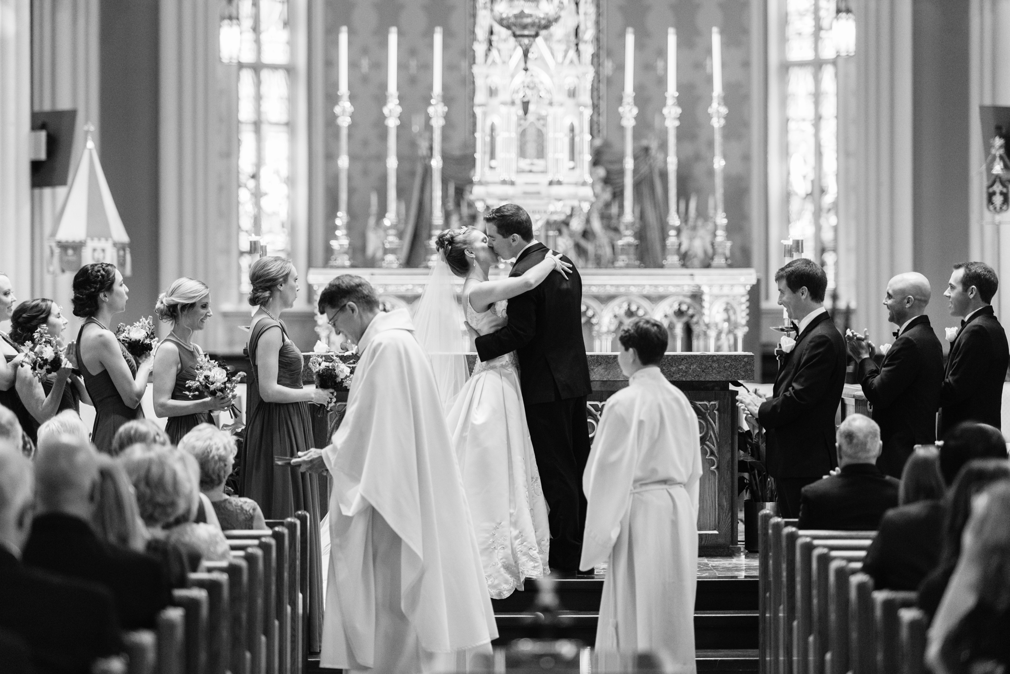 Wedding ceremony at the Basilica of the Sacred Heart on the campus of the University of Notre Dame