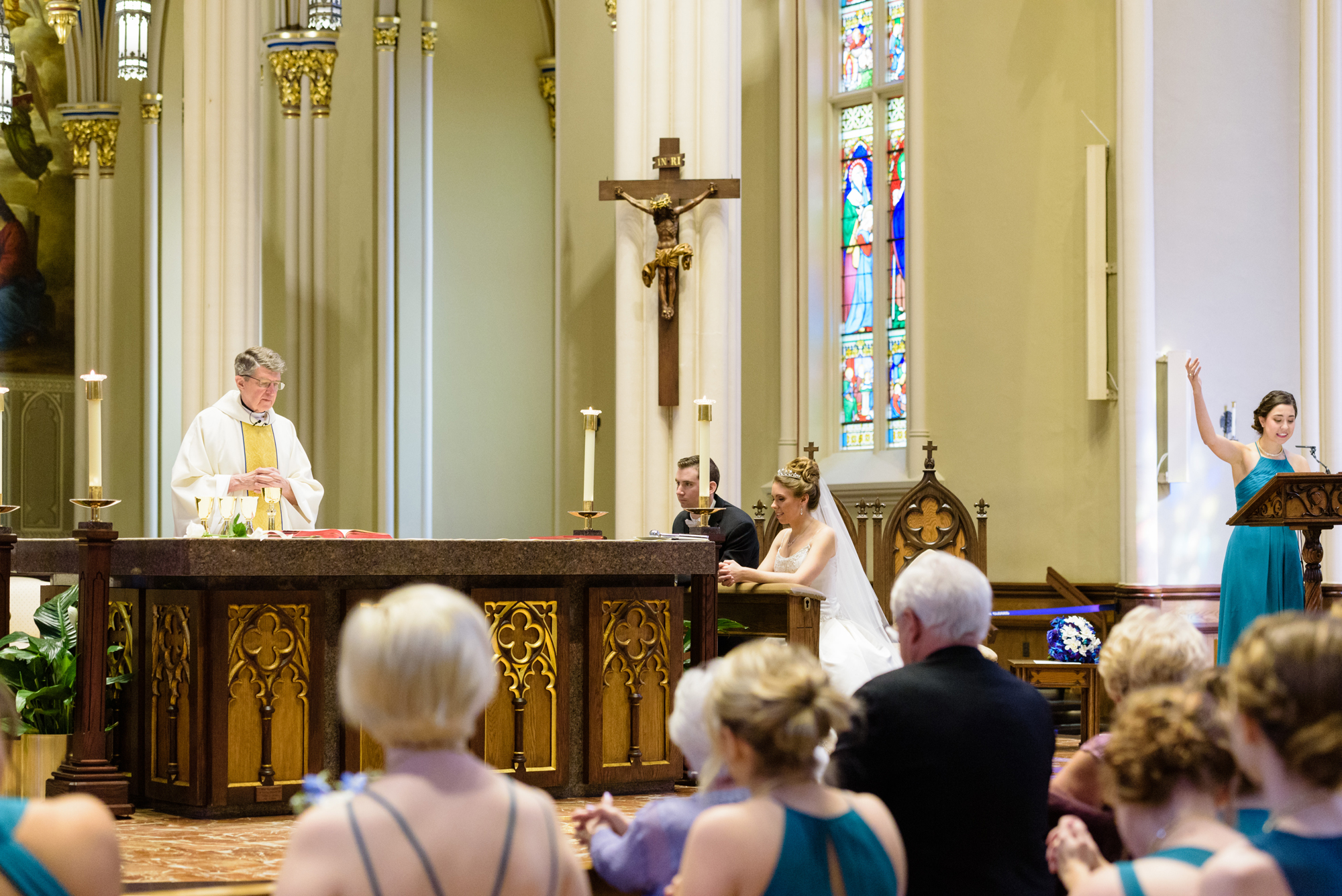 Wedding ceremony at the Basilica of the Sacred Heart on the campus of the University of Notre Dame