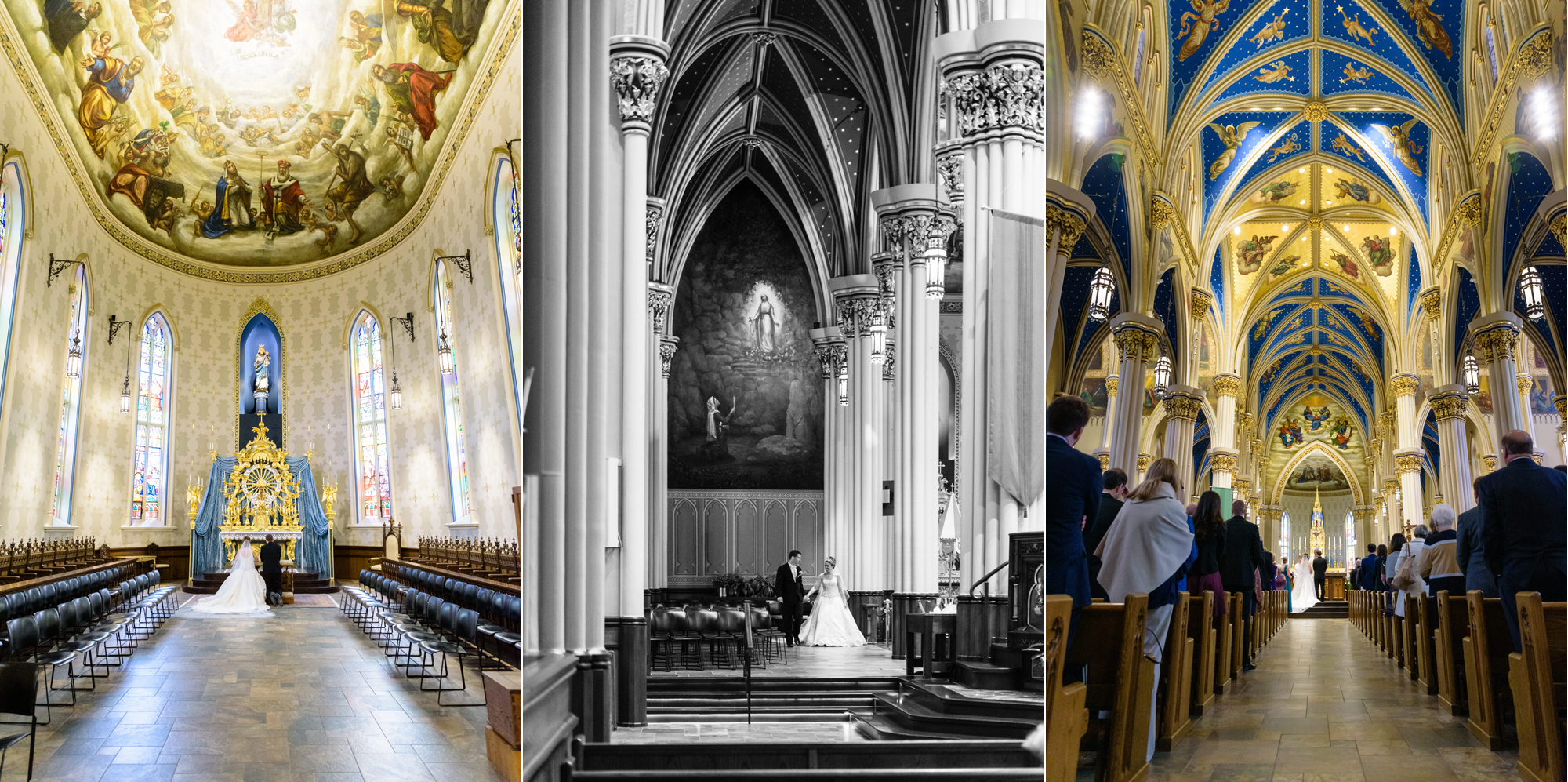 Wedding ceremony at the Basilica of the Sacred Heart on the campus of the University of Notre Dame