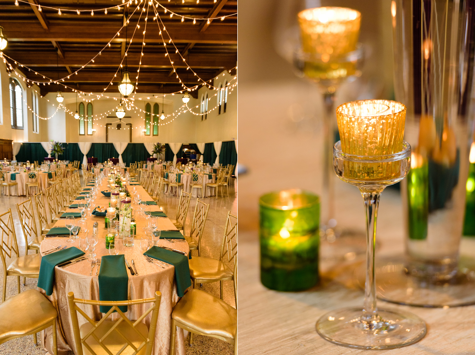 Wedding Reception details at the South Dining Hall on the campus of the University of Notre Dame