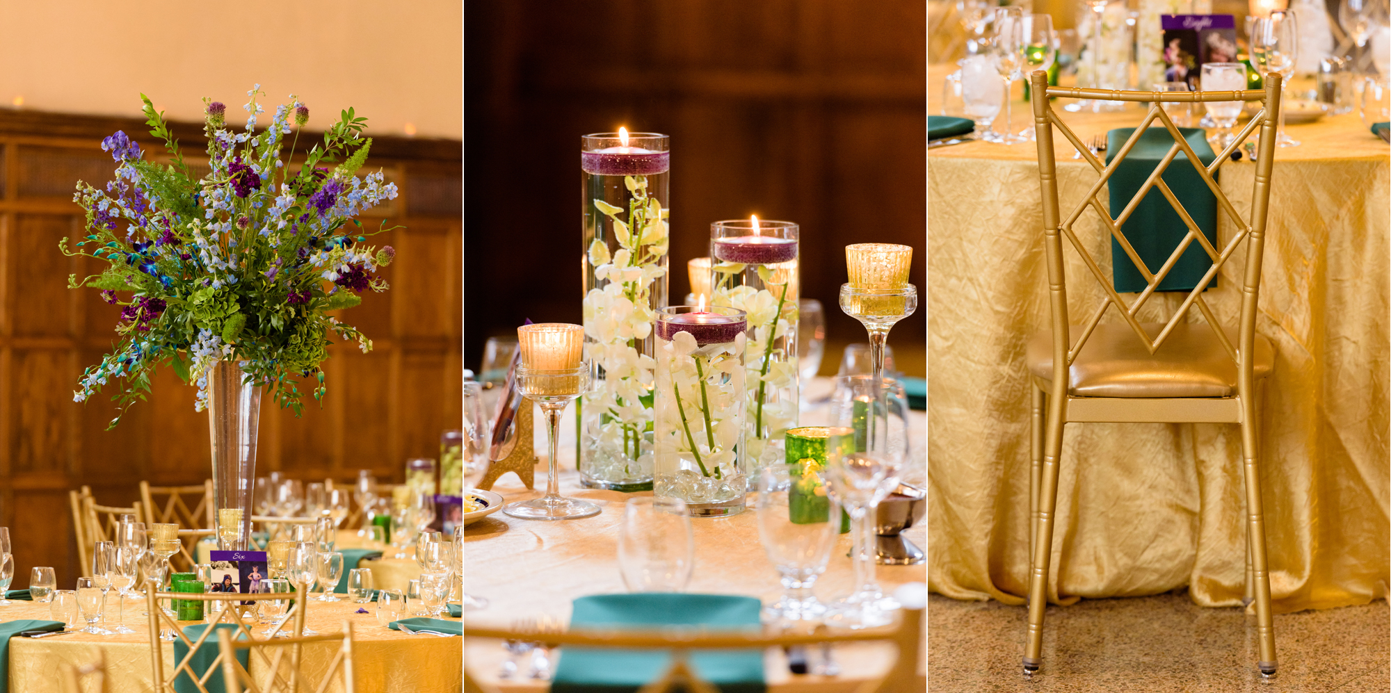 Wedding Reception details at the South Dining Hall on the campus of the University of Notre Dame