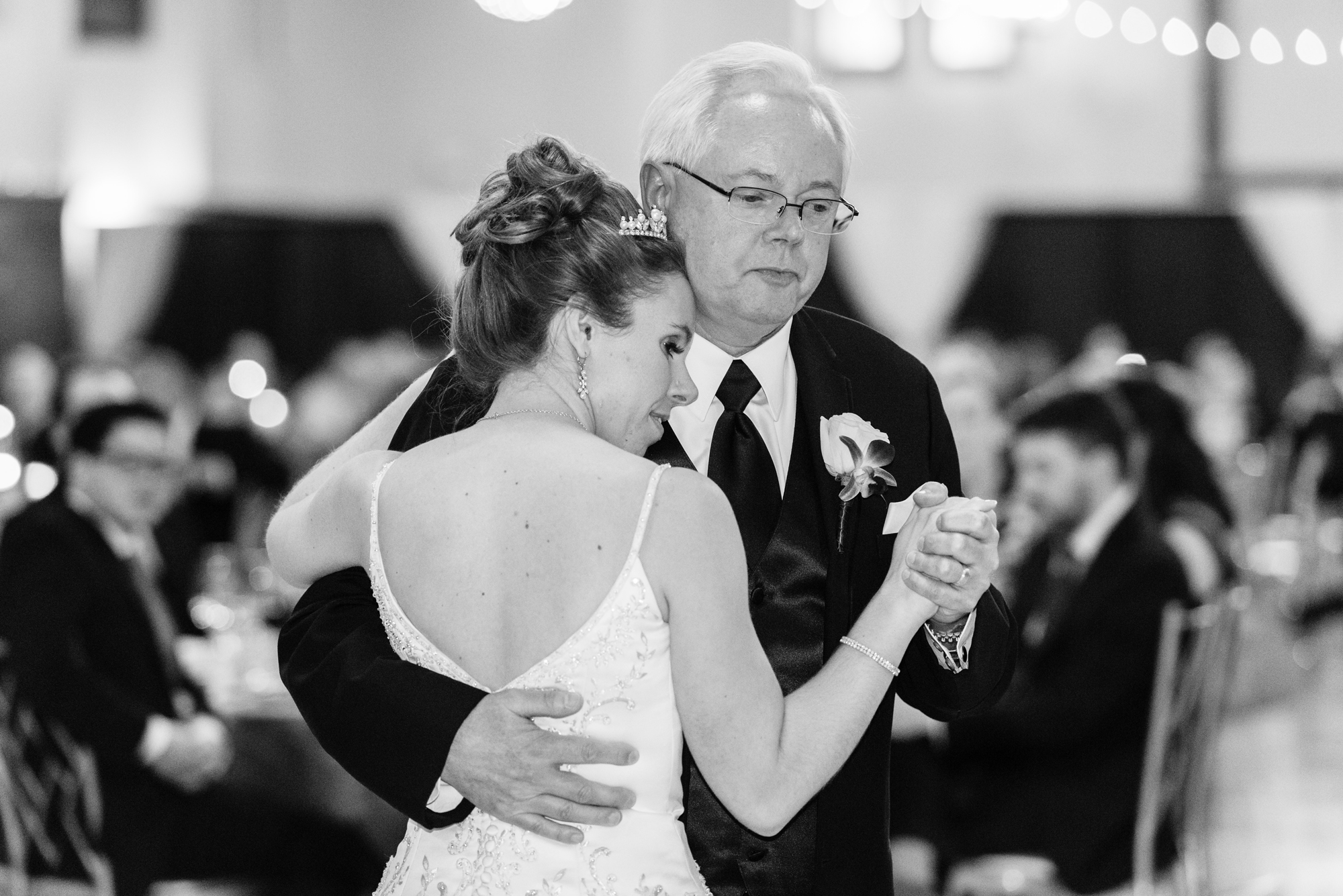 Father Daughter dance at a Wedding Reception at the South Dining Hall on the campus of the University of Notre Dame