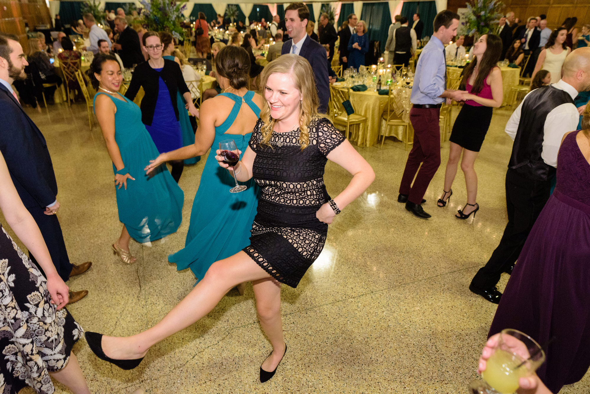 Open Dance floor at a Wedding Reception at at the South Dining Hall on the campus of the University of Notre Dame