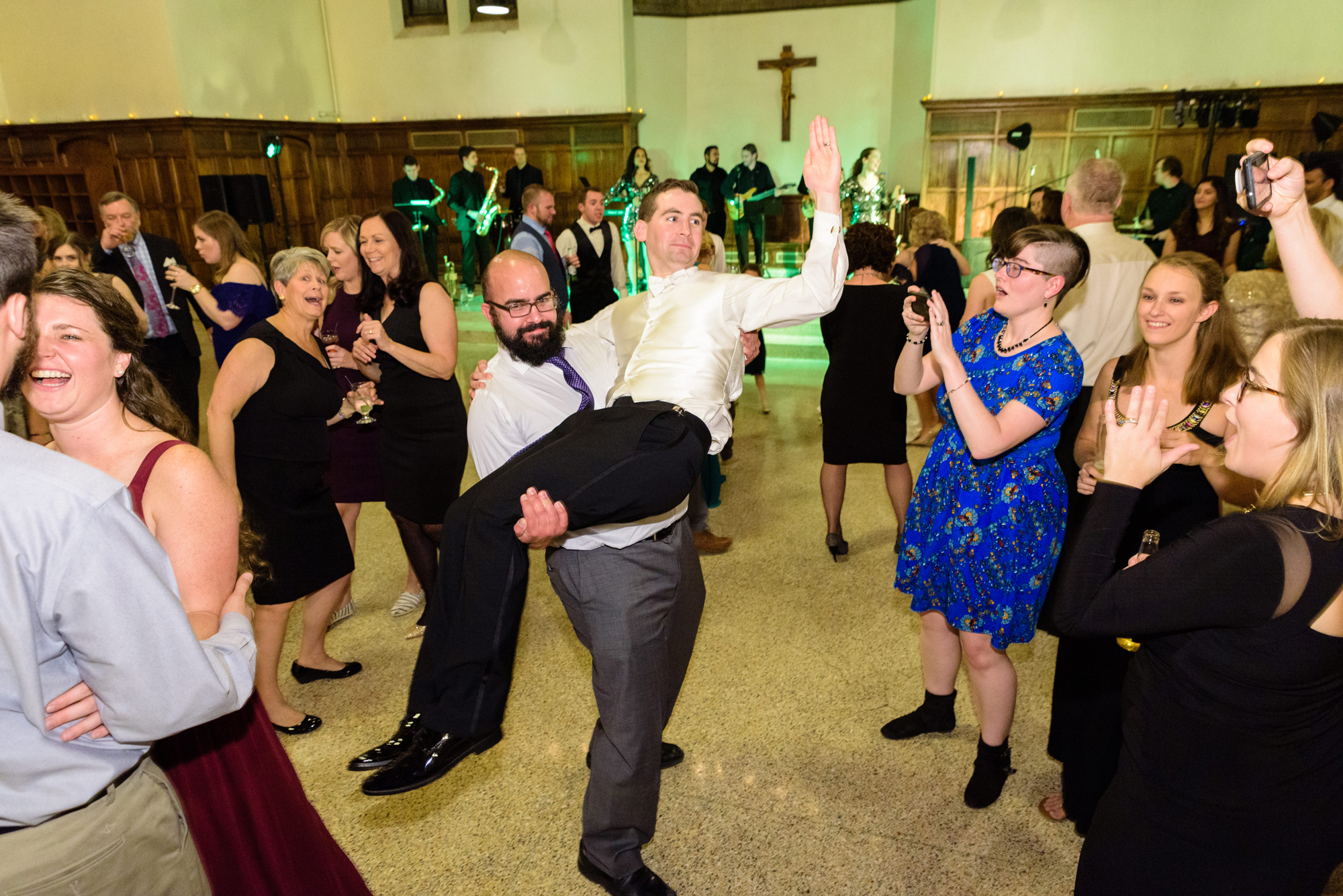 Open Dance floor at a Wedding Reception at at the South Dining Hall on the campus of the University of Notre Dame