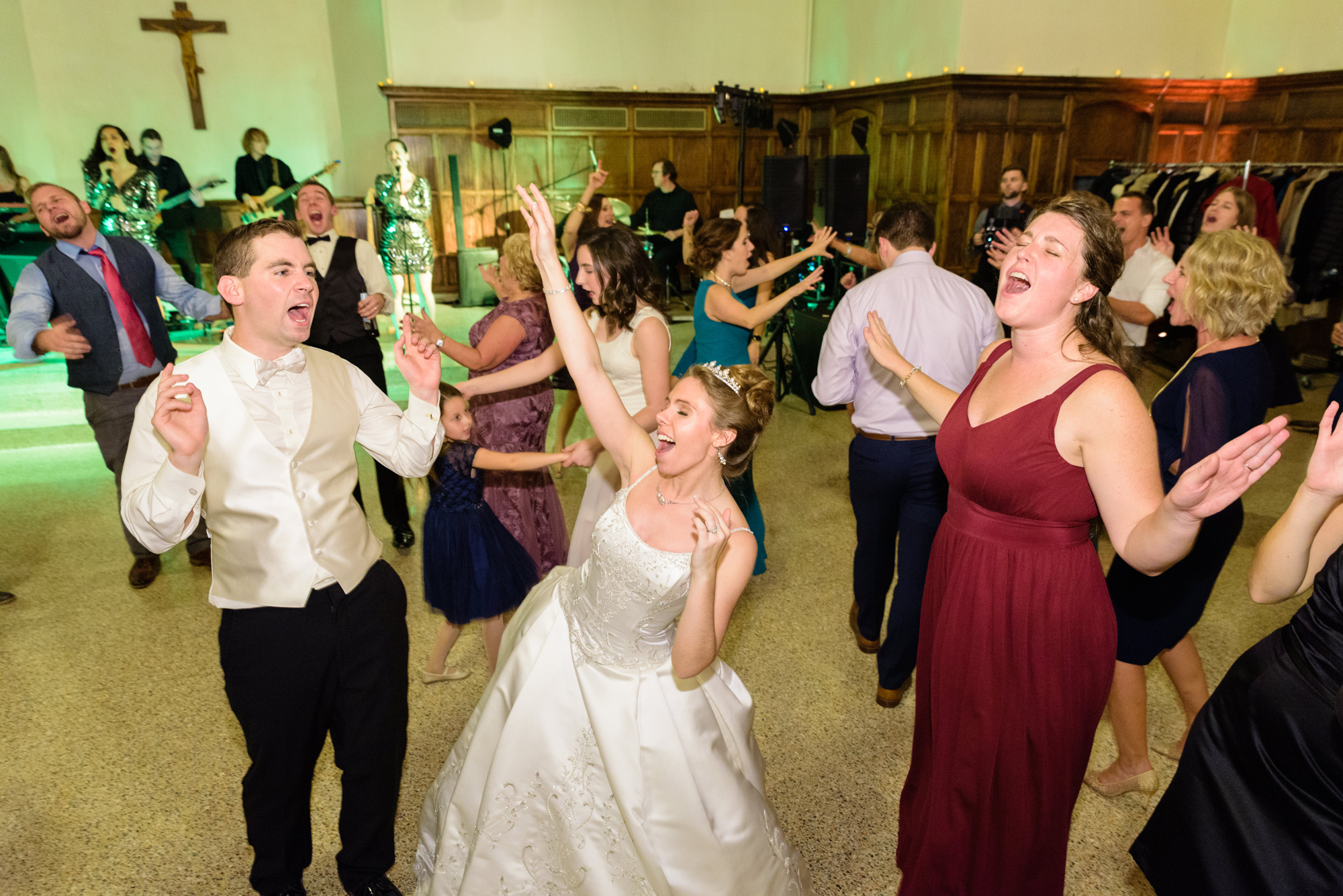 Open Dance floor at a Wedding Reception at at the South Dining Hall on the campus of the University of Notre Dame