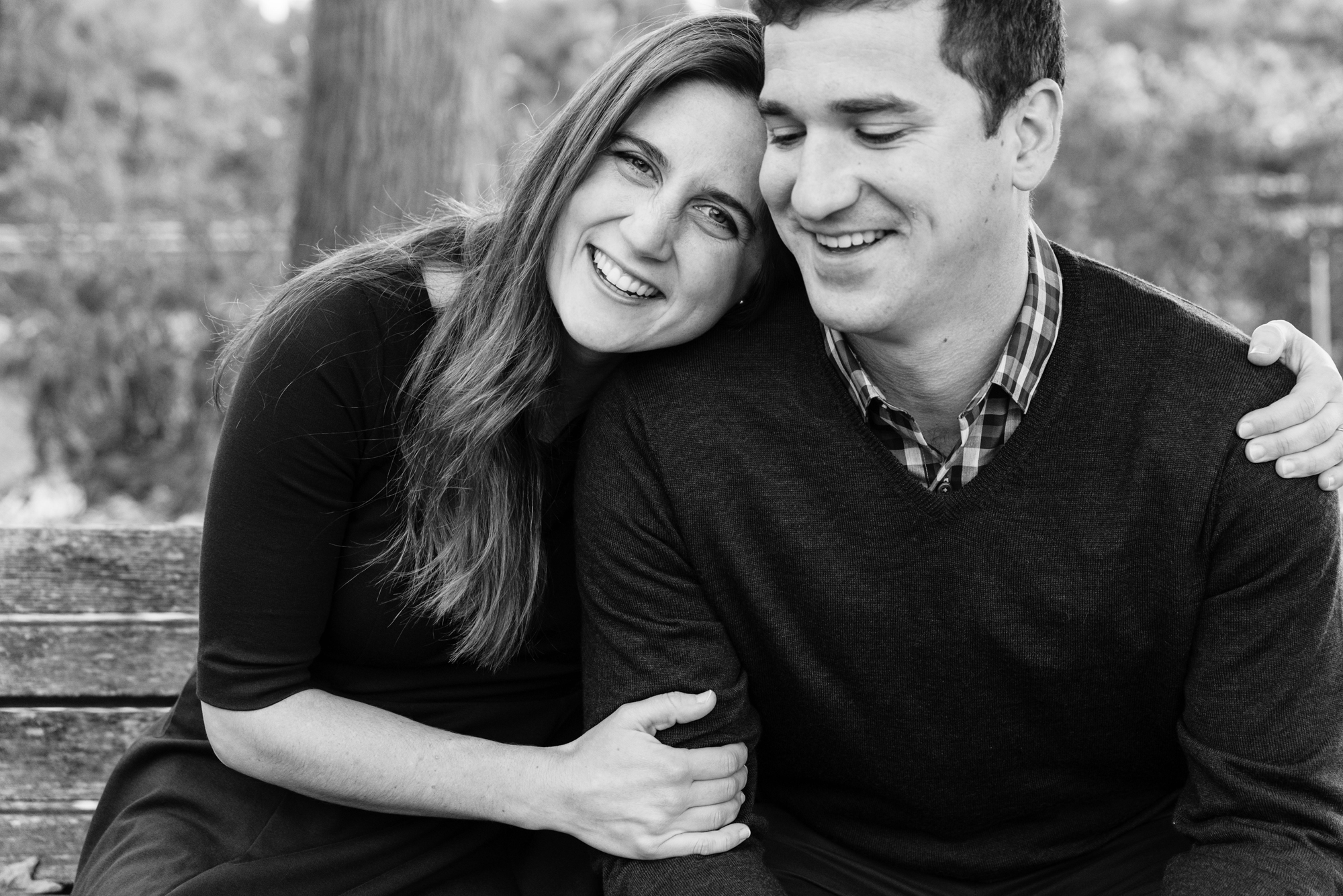 Engaged Couple in the fall at Saint Patrick's Park in South Bend, IN