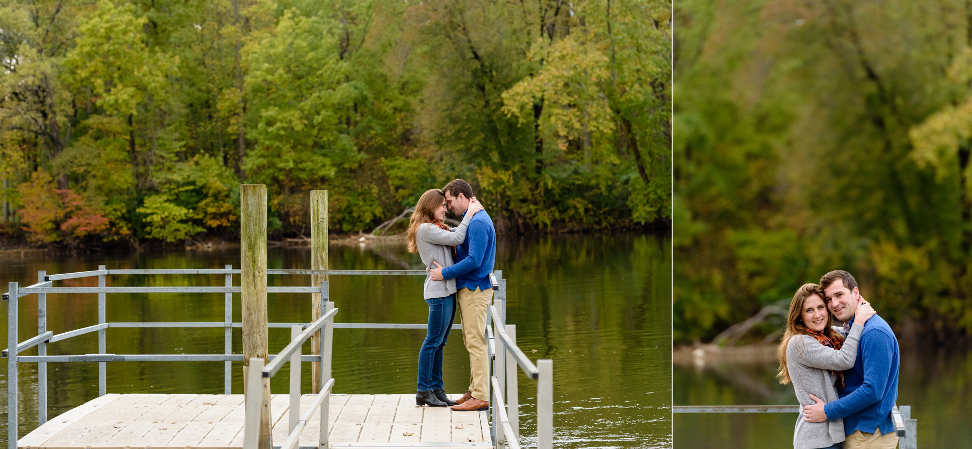 Engaged Couple in the fall at Saint Patrick's Park in South Bend, IN