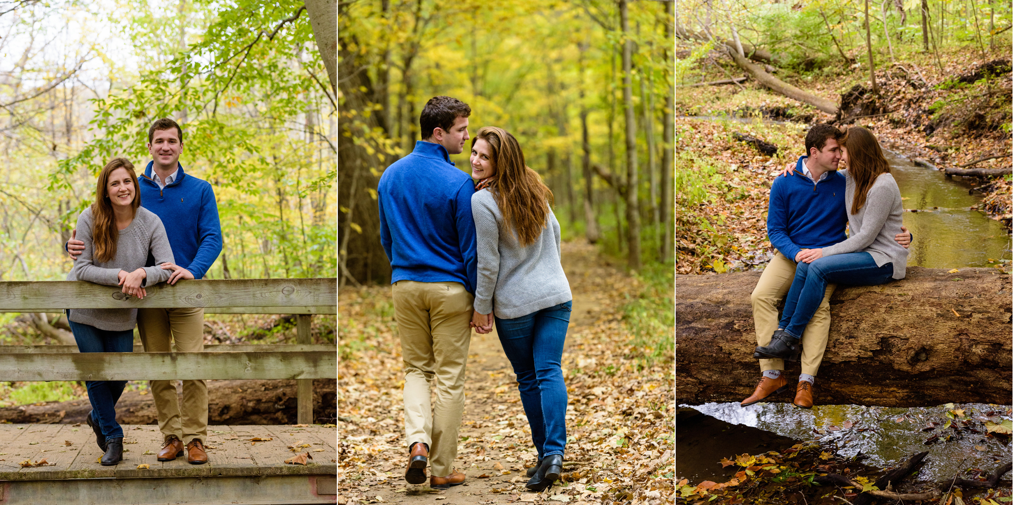 Engaged Couple in the fall at Saint Patrick's Park in South Bend, IN