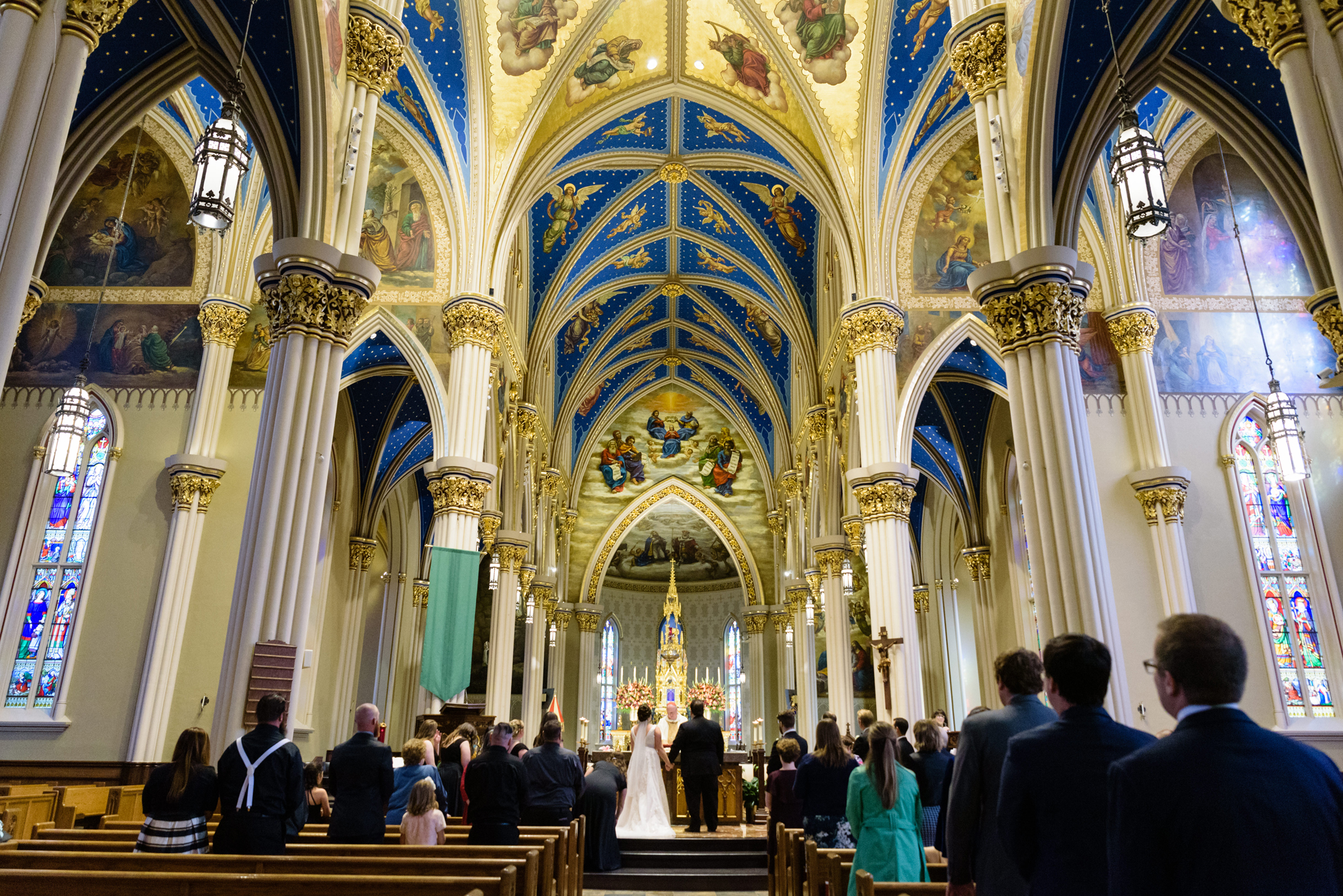 Wedding ceremony at the Basilica of the Sacred Heart on the campus of the University of Notre Dame