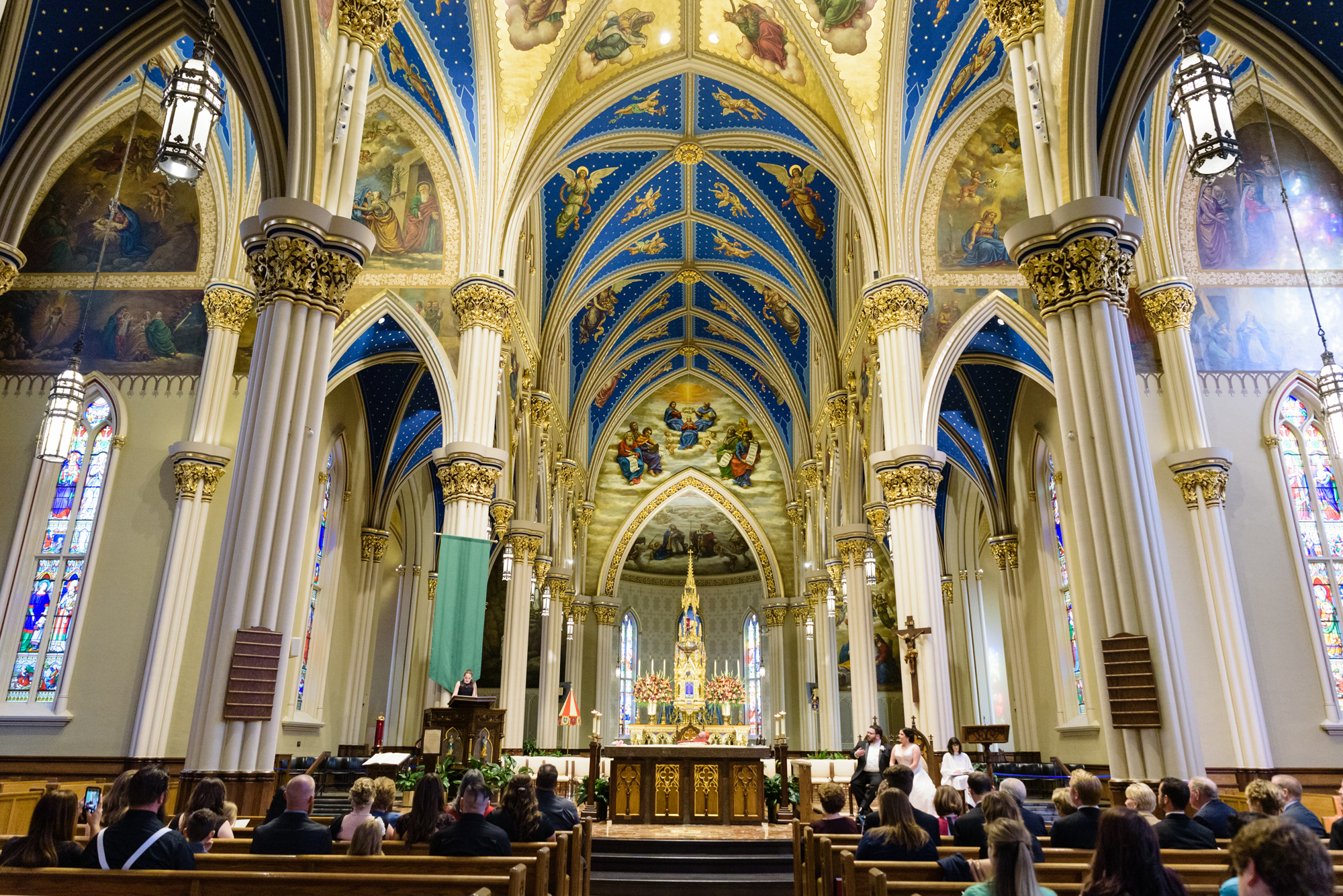 Wedding ceremony at the Basilica of the Sacred Heart on the campus of the University of Notre Dame