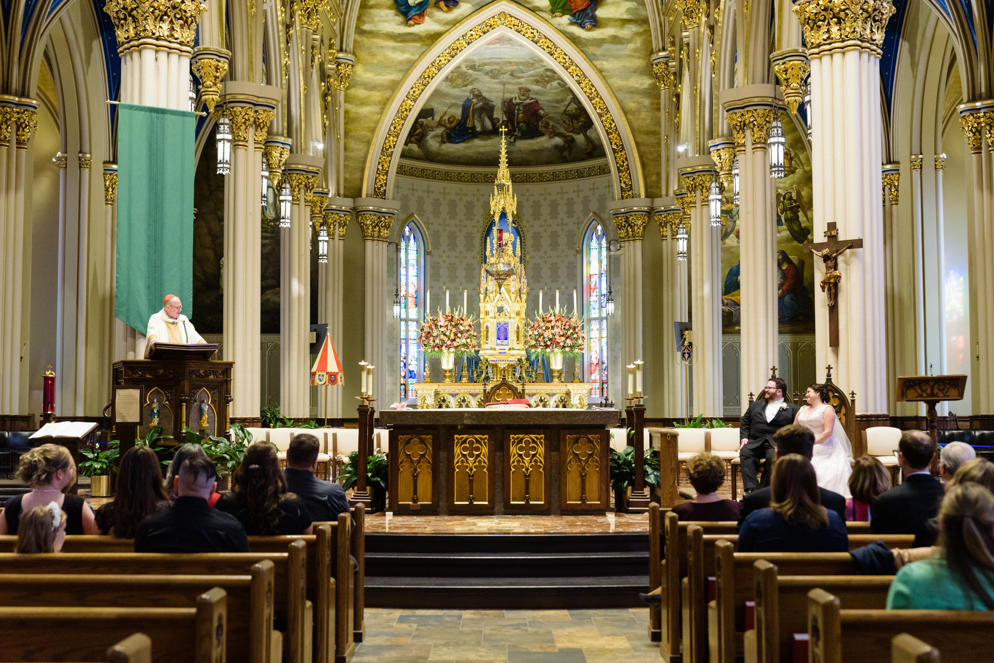 Wedding ceremony at the Basilica of the Sacred Heart on the campus of the University of Notre Dame