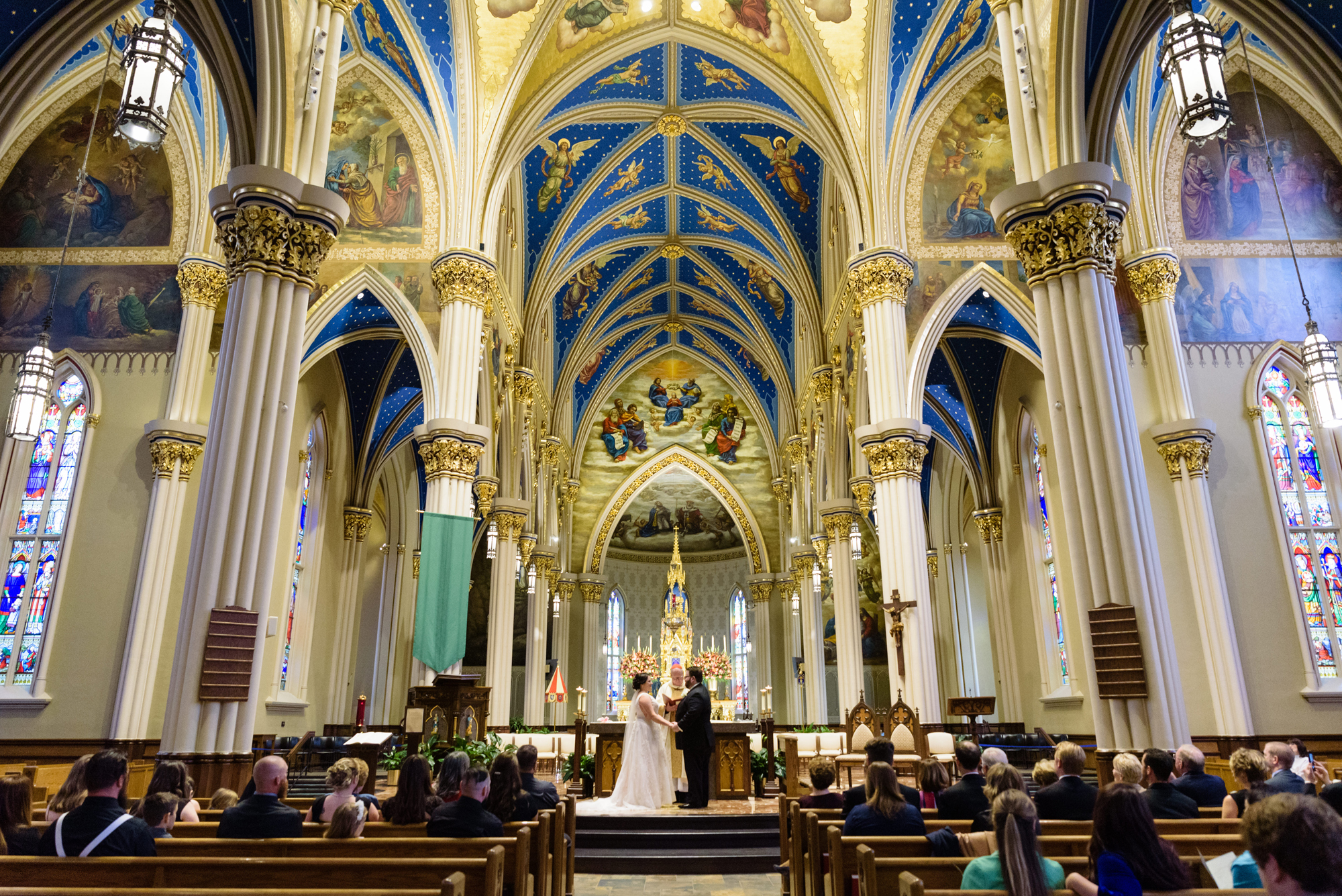 Wedding ceremony at the Basilica of the Sacred Heart on the campus of the University of Notre Dame